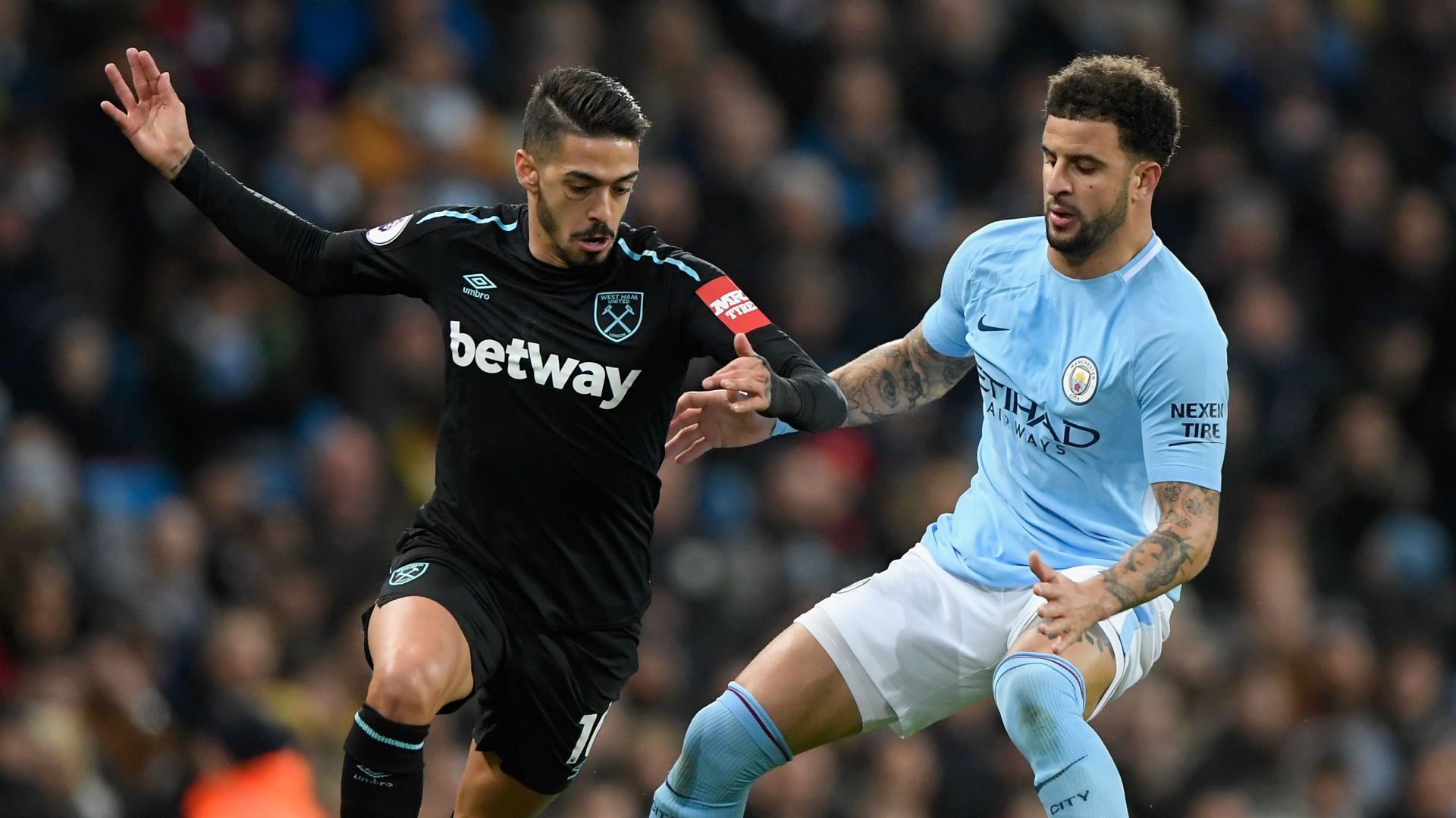Manuel Lanzini West Ham Kyle Walker Manchester City