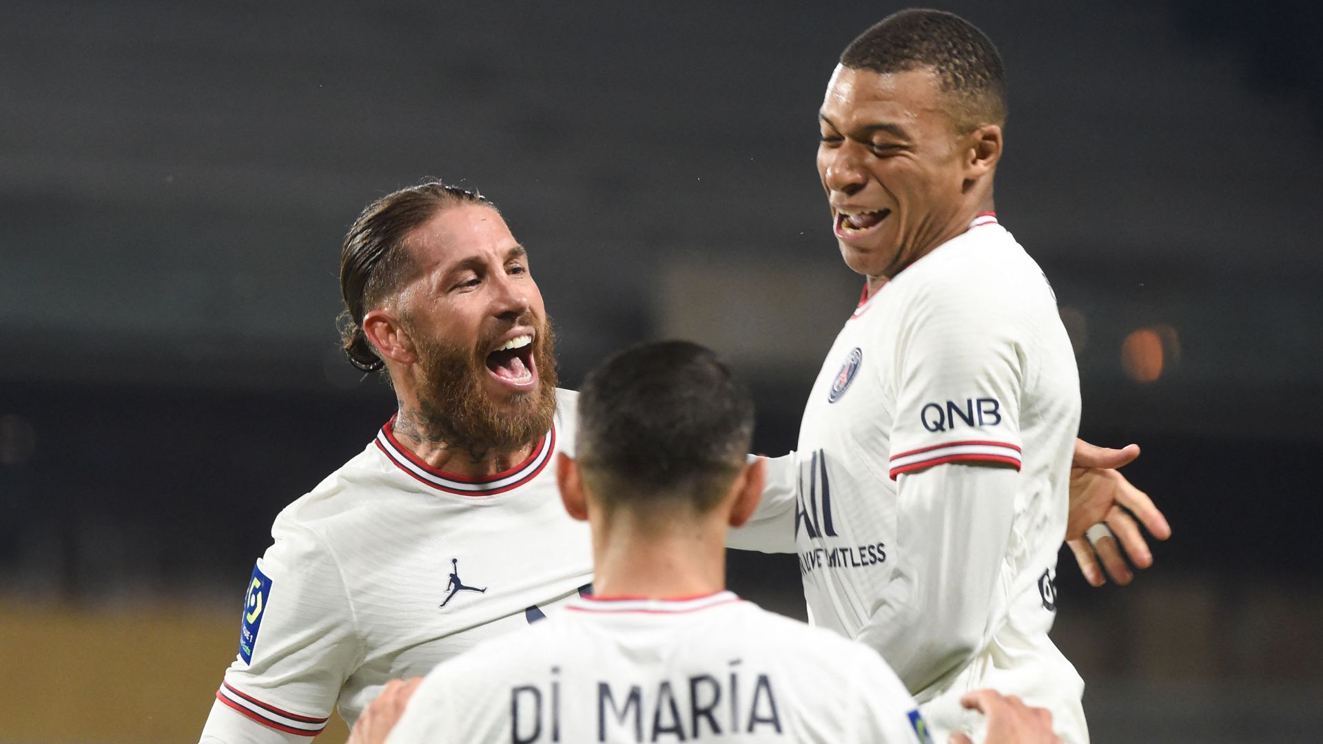 SCO-PSG Sergio Ramos Angel Di Maria Kylian Mbappé
