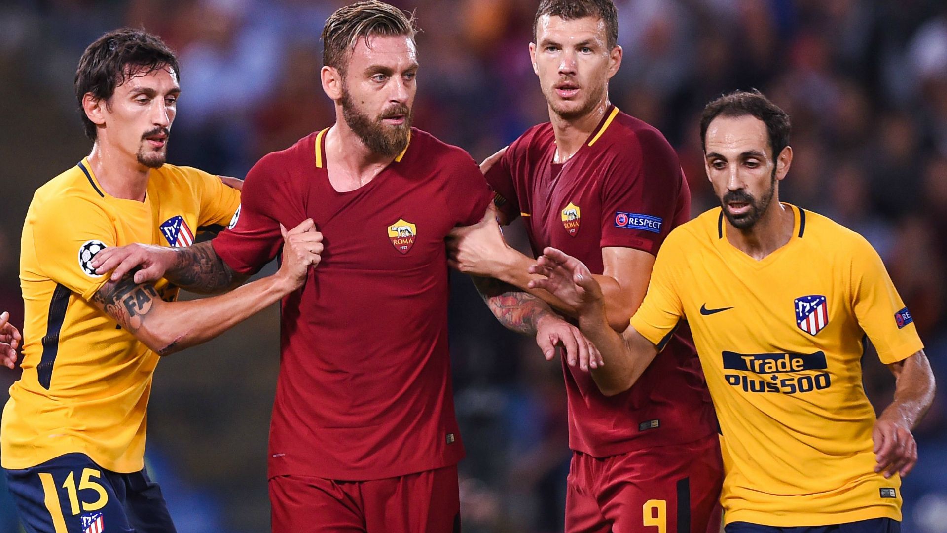 De Rossi Dzeko Saul Juanfran Roma Atletico Madrid Champions League
