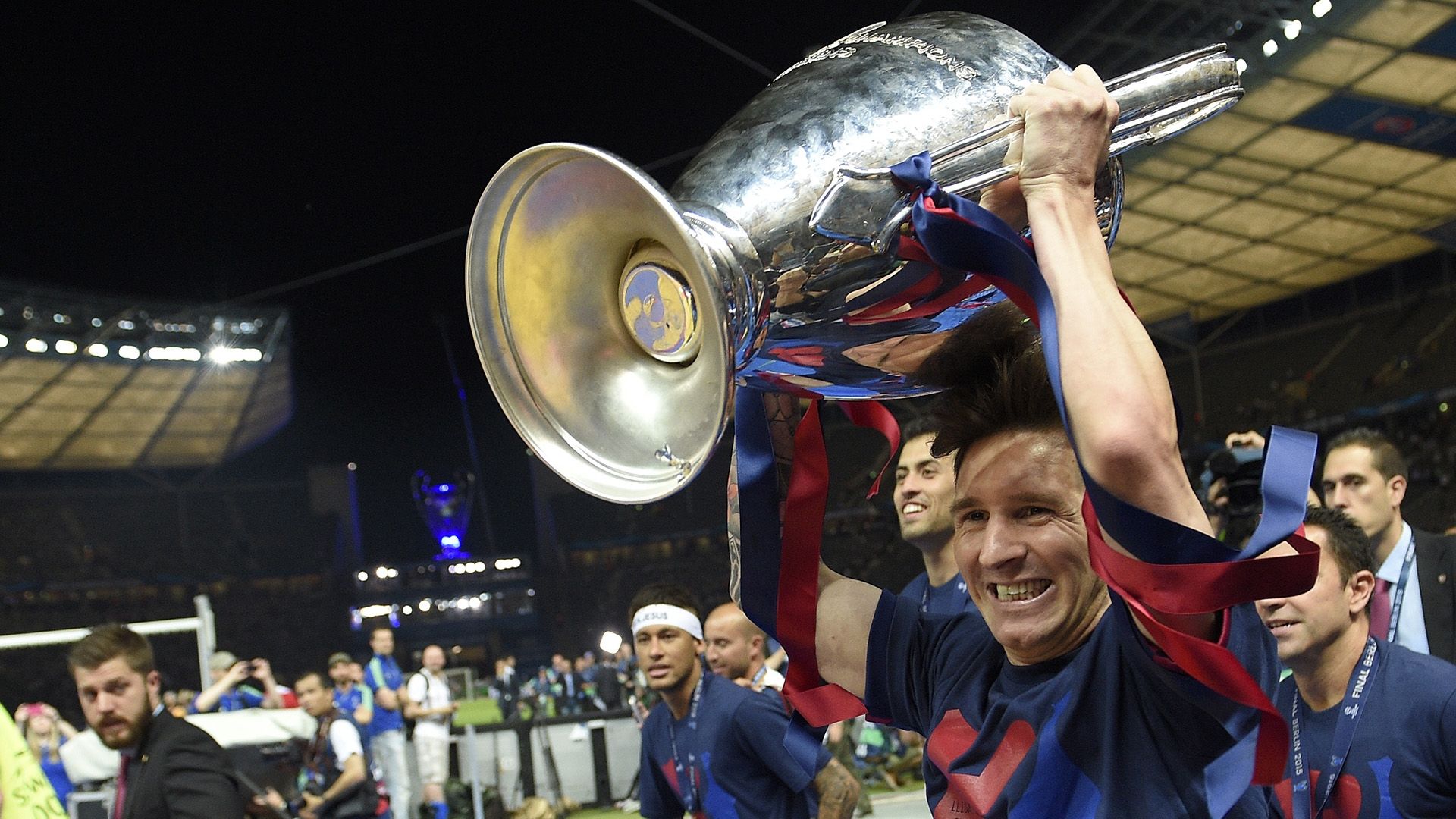 Lionel Messi Barcelona celebrate Juventus Barcelona Champions League final 06062015