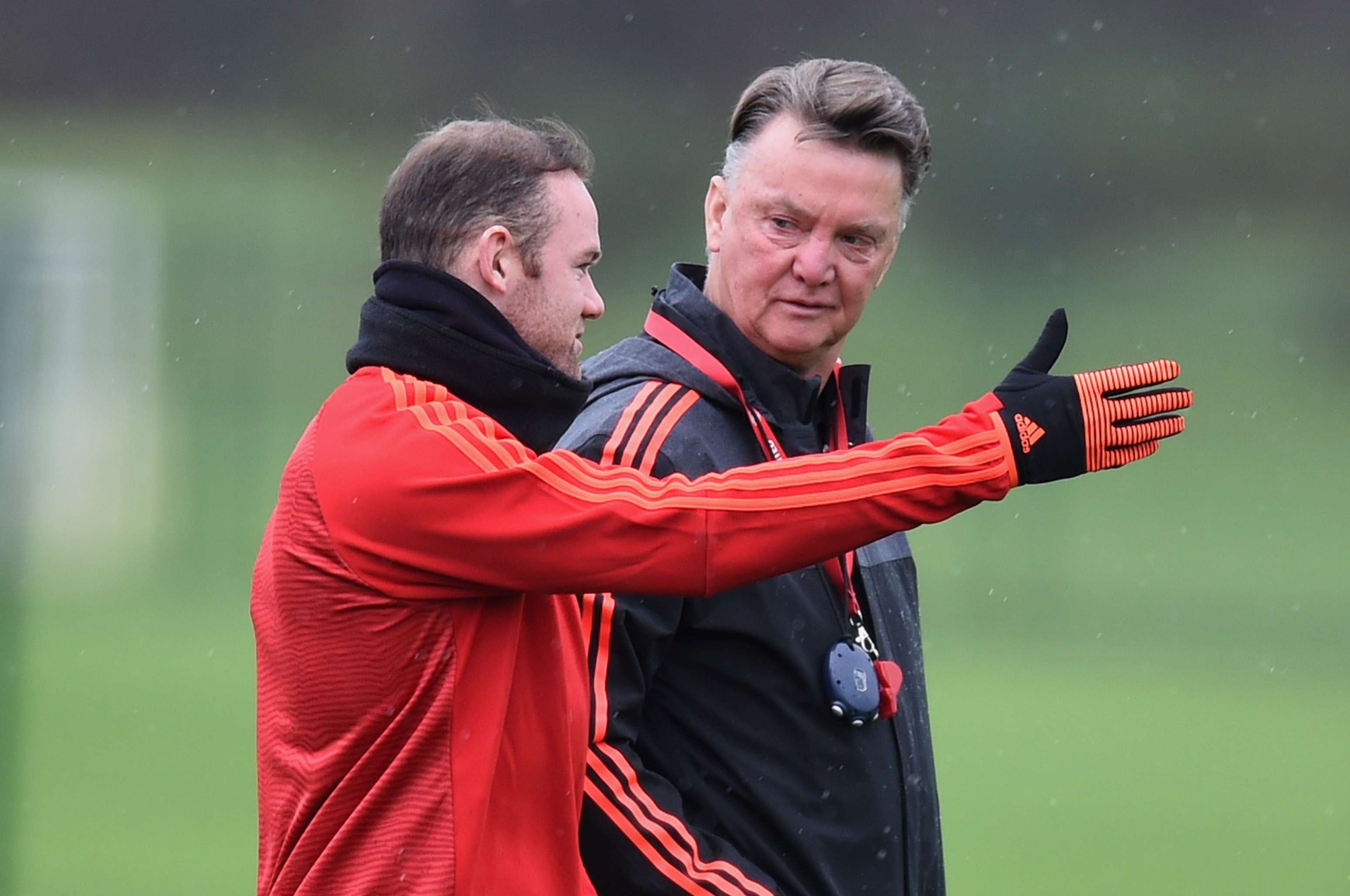 Wayne Rooney and Louis van Gaal of Manchester United