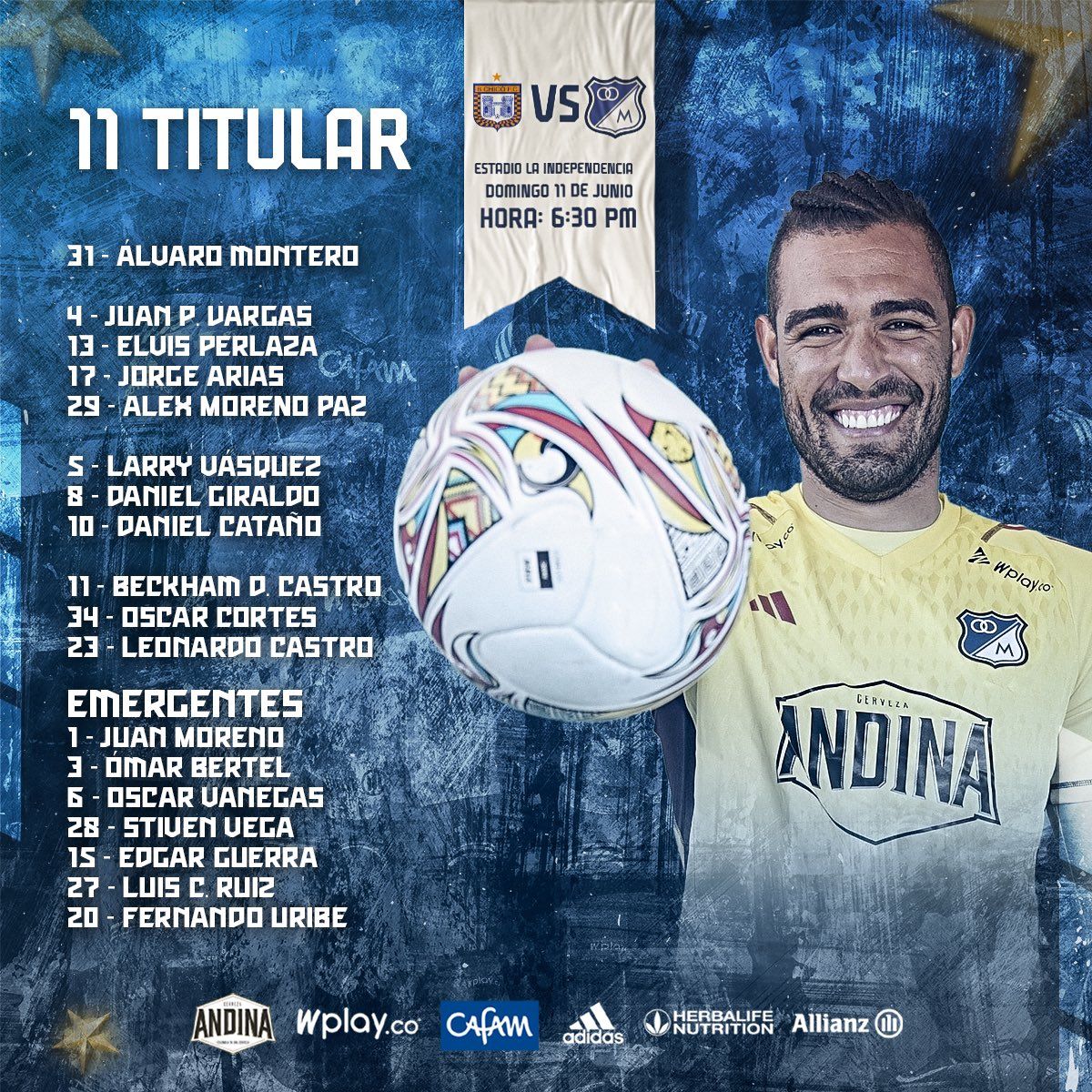 Nómina Millonarios Fecha 5 Liga BetPlay 2023