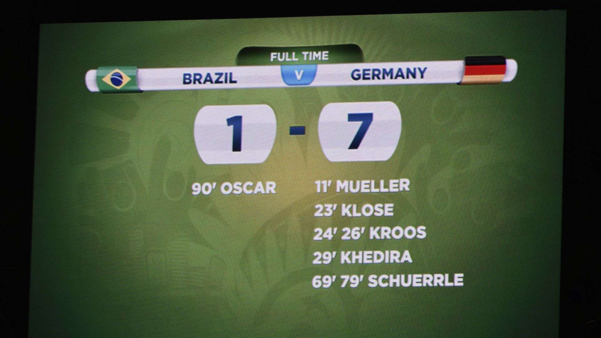 Scoreboard semi-final 2014 FIFA World Cup Brazil and Germany