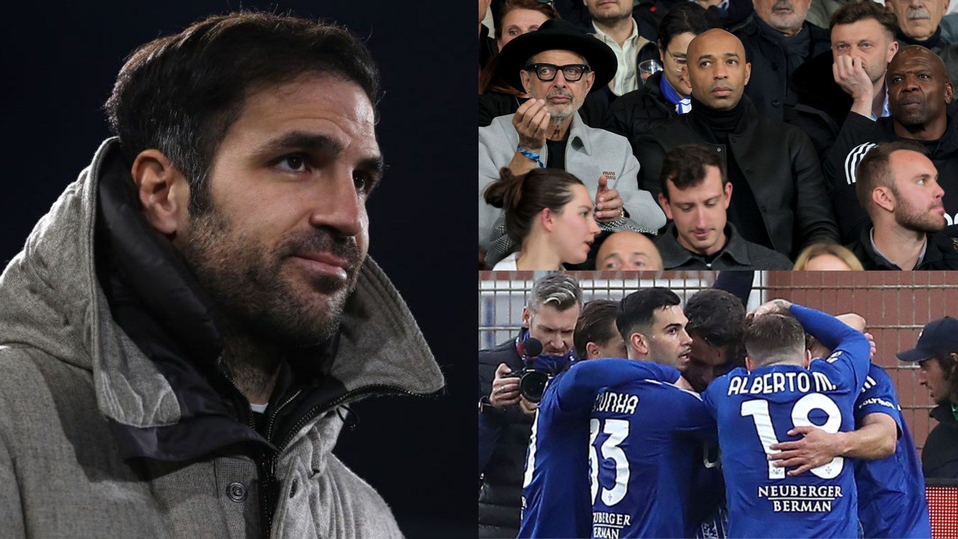 Thierry Henry joined by Hollywood stars as Jeff Goldblum and Terry Crews jet in to watch Dele Alli's Como take on Torino as Cesc Fabregas celebrates crucial win