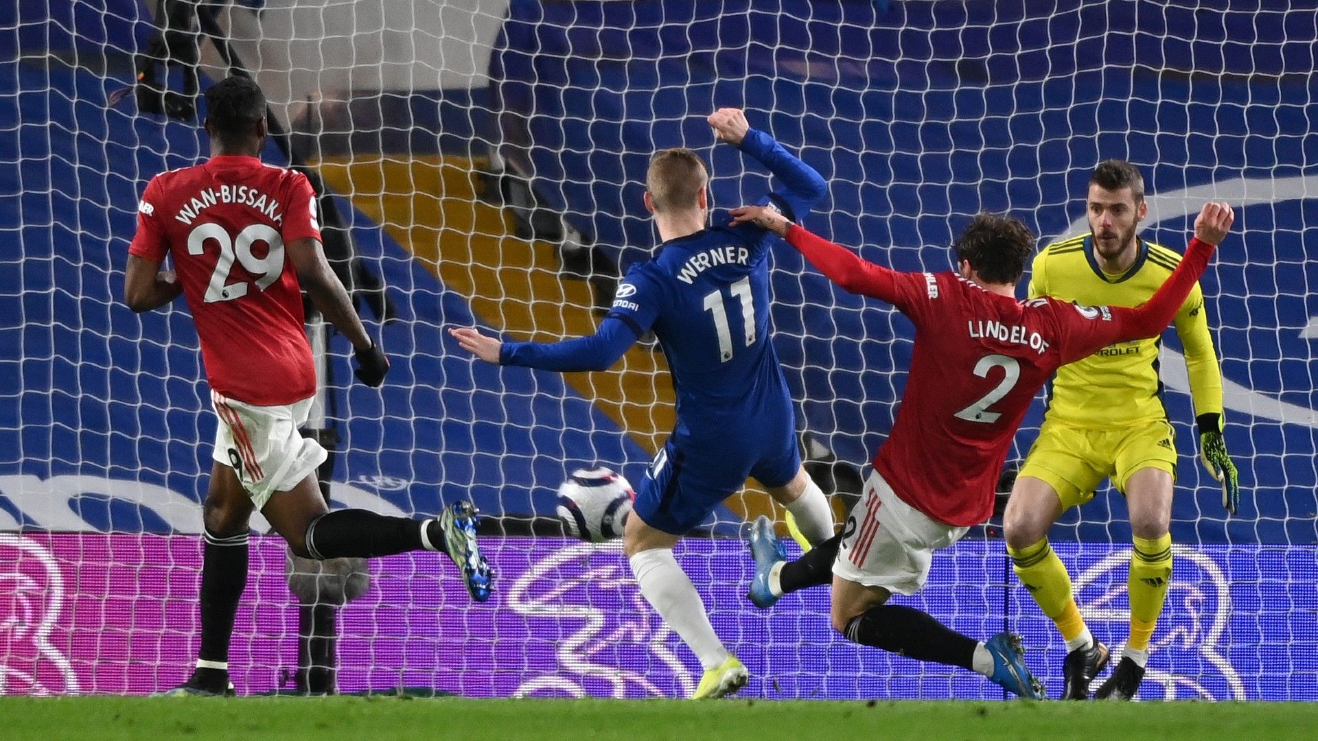 Timo Werner Victor Lindelof Chelsea vs Man Utd Premier League 2020-21