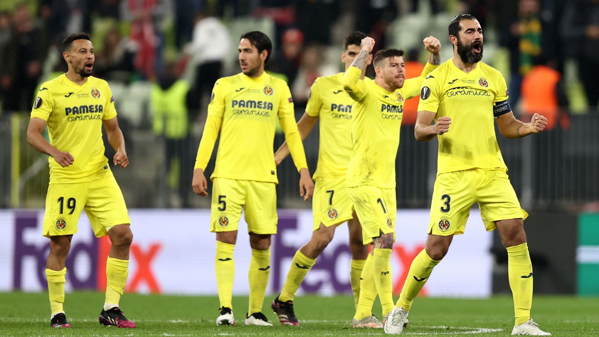 Villarreal celebrate Europa League final