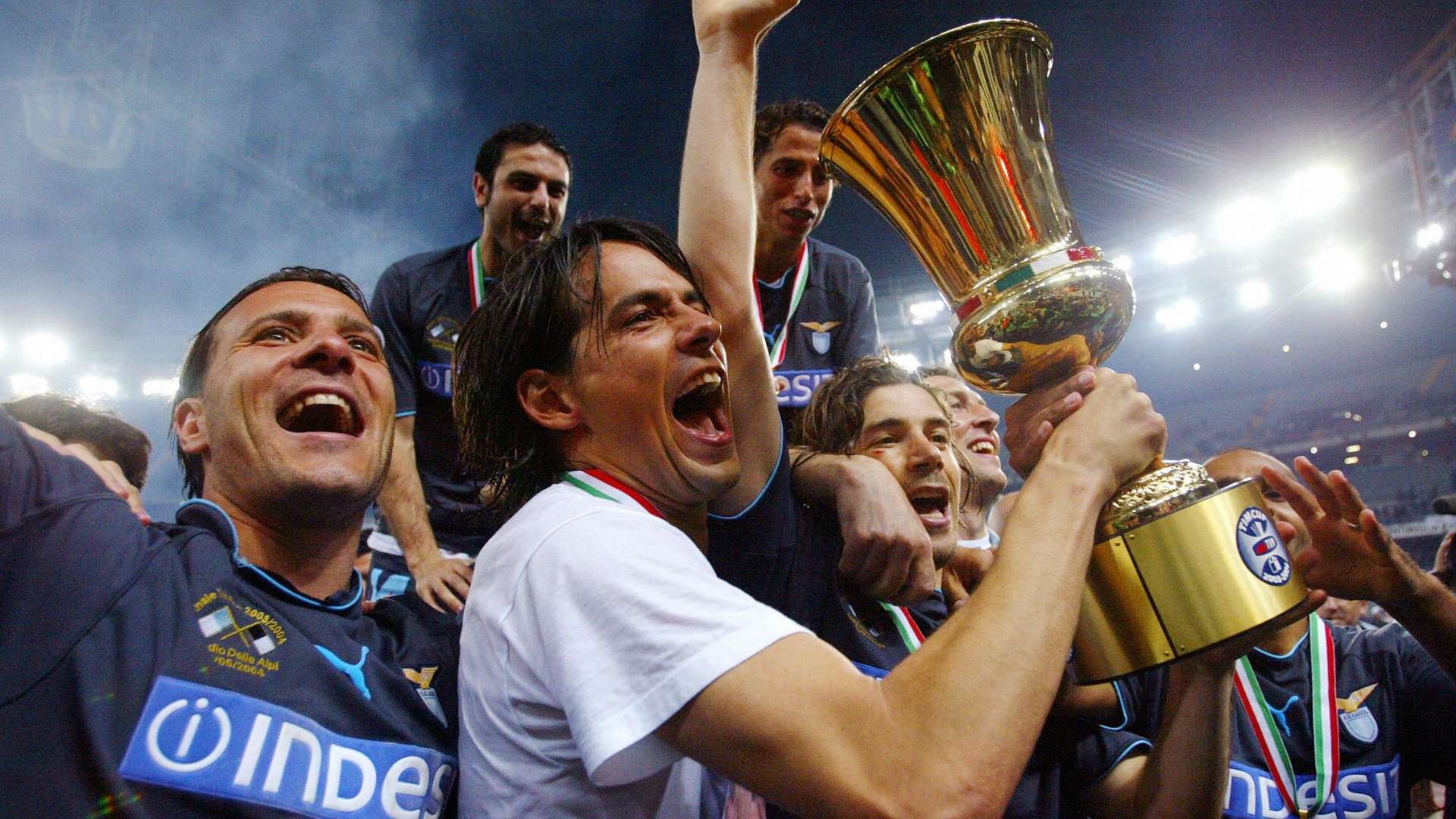 Simone Inzaghi wins Coppa Italia 2003-2004 with Lazio