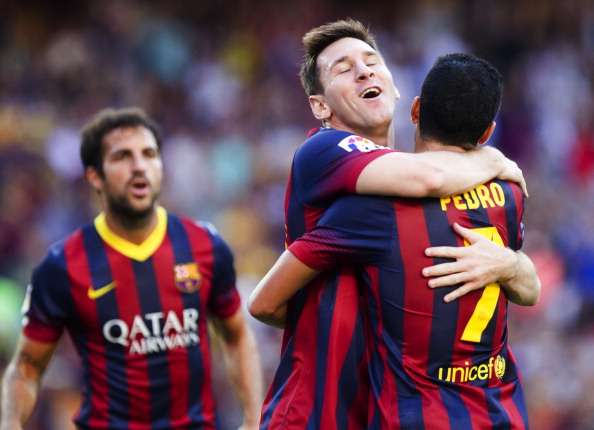 Cesc Fábregas, Lionel Messi, Pedro, Barcelona v Levante - Liga BBVA