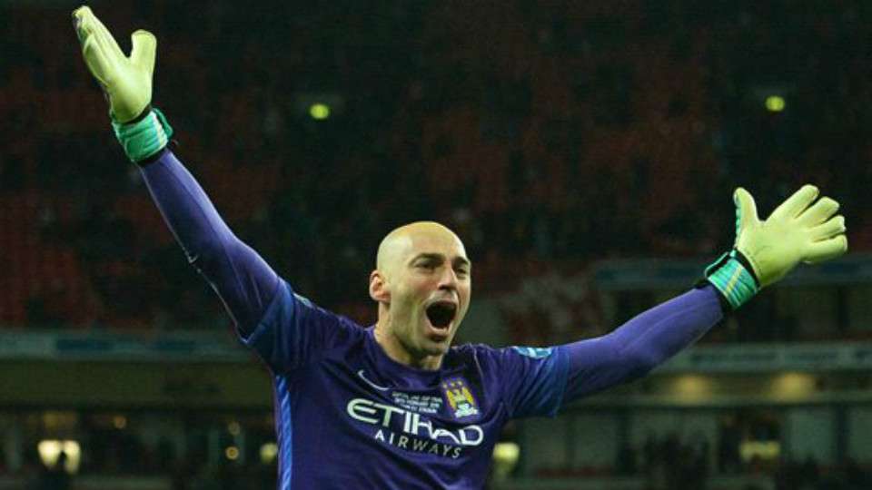 Willy Caballero celebrate Manchester City 28022016
