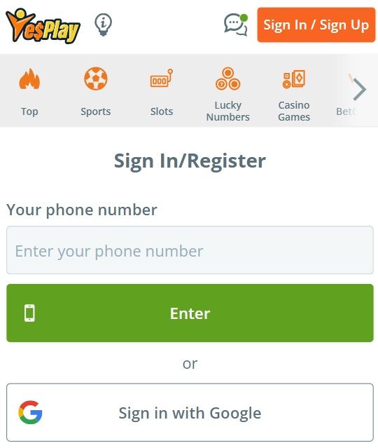 YesPlay Registration