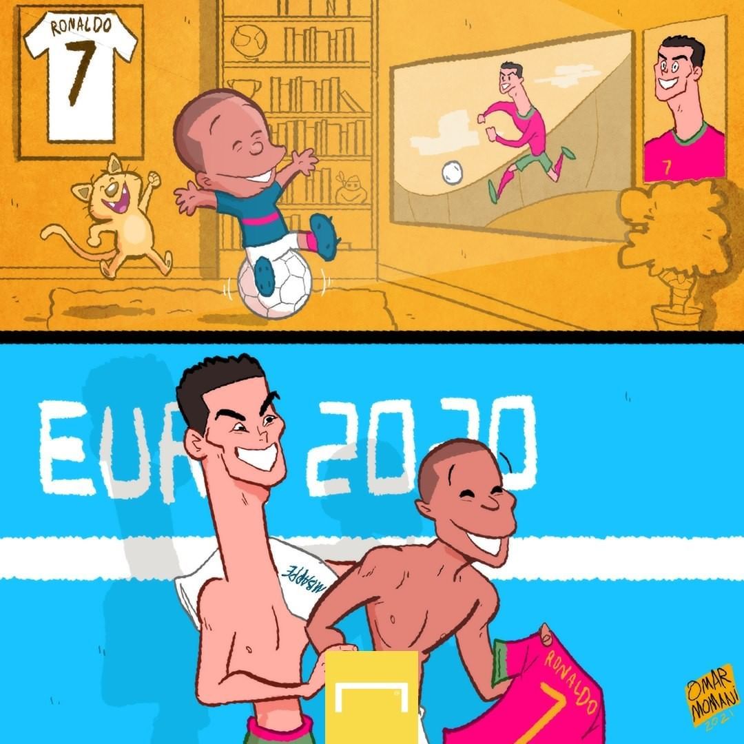 Mbappe Ronaldo Cartoon omar momani