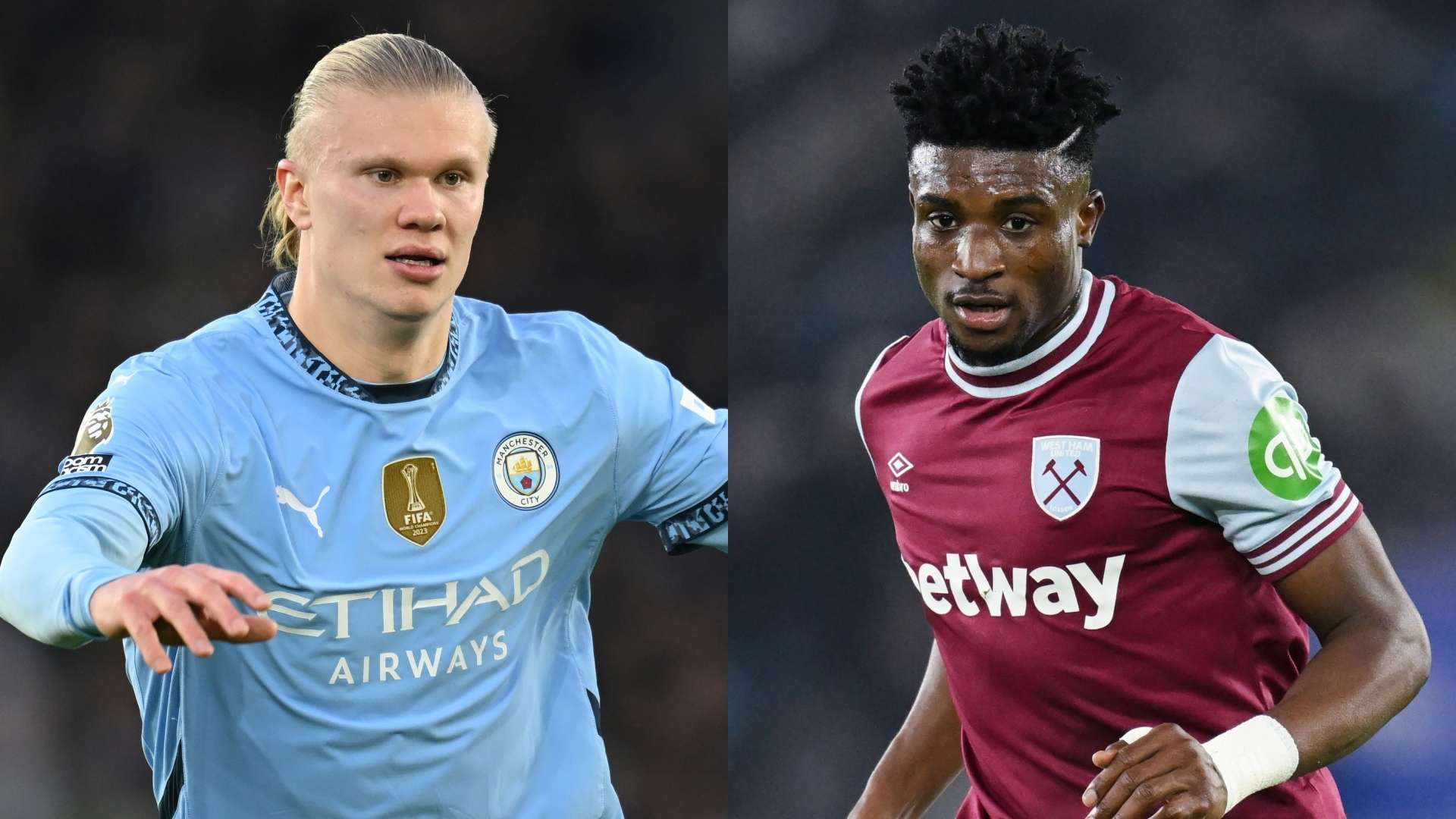 Erling Haaland Man City Mohammed Kudus West Ham