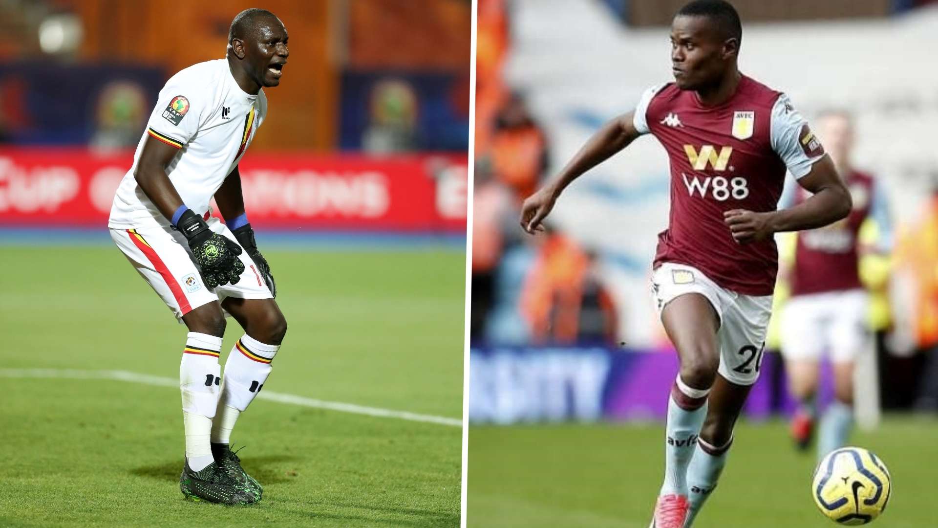 Denis Onyango of Uganda and Mamelodi Sundown and Mbwana Samatta of Aston Villa.