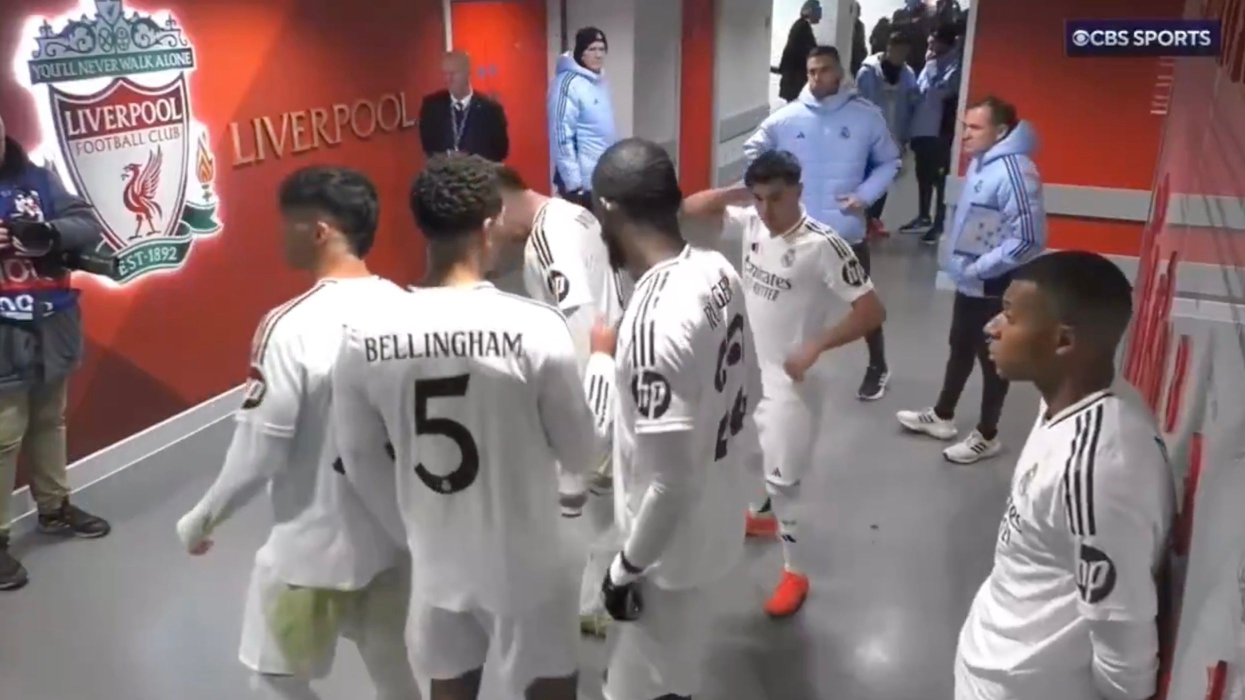 Kylian Mbappe Anfield tunnel