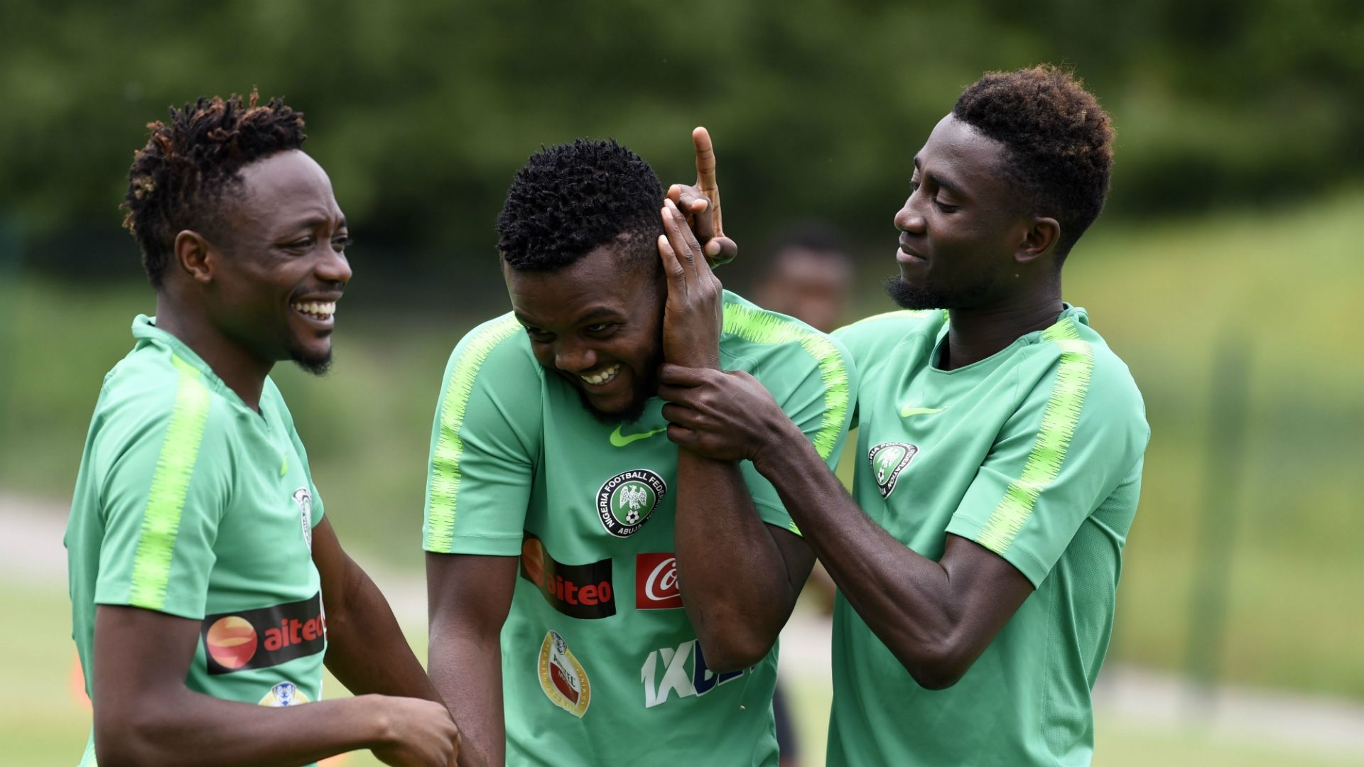 Nigeria training - Ahmed Musa, Chidozie Awaziem, Wilfred Ndidi