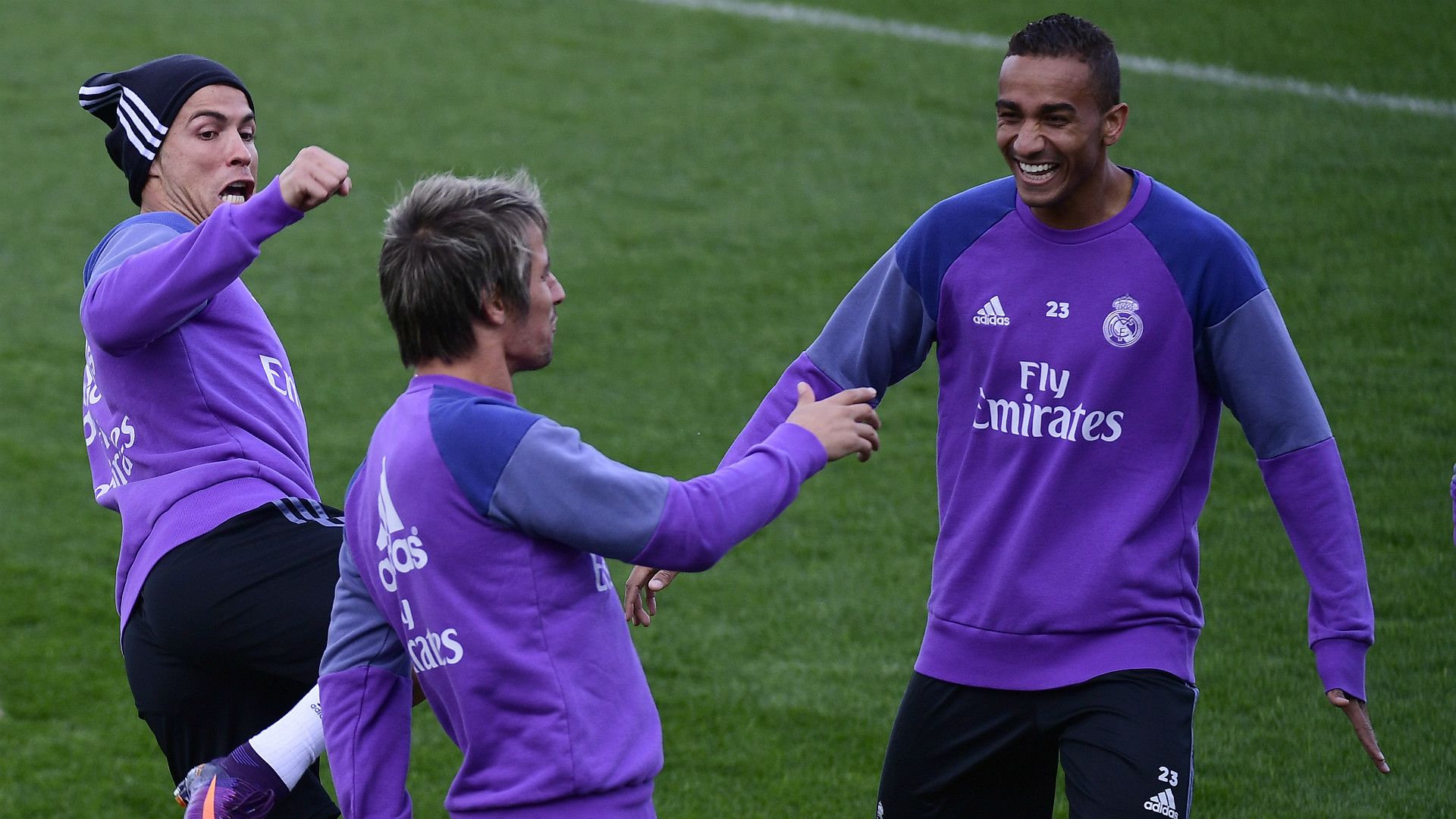Cristiano Ronaldo Danilo Coentrao Real Madrid training 5112016