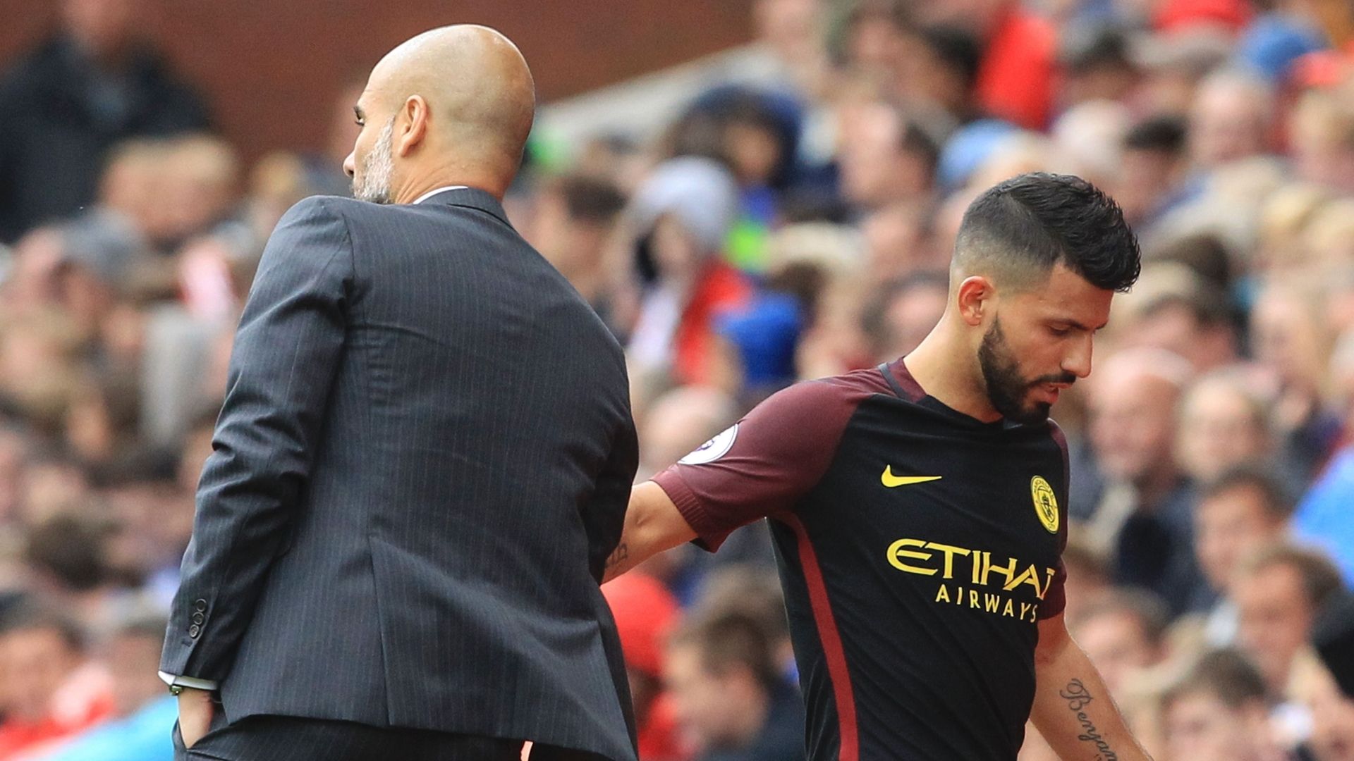 Pep Guardiola, Sergio Aguero, Manchester City
