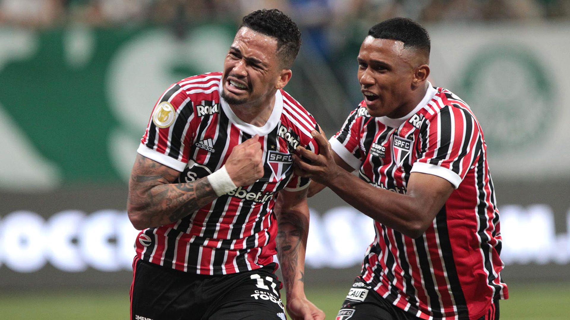 Luciano e Marquinhos comemoram, Palmeiras x São Paulo, Brasileirão, 17112021