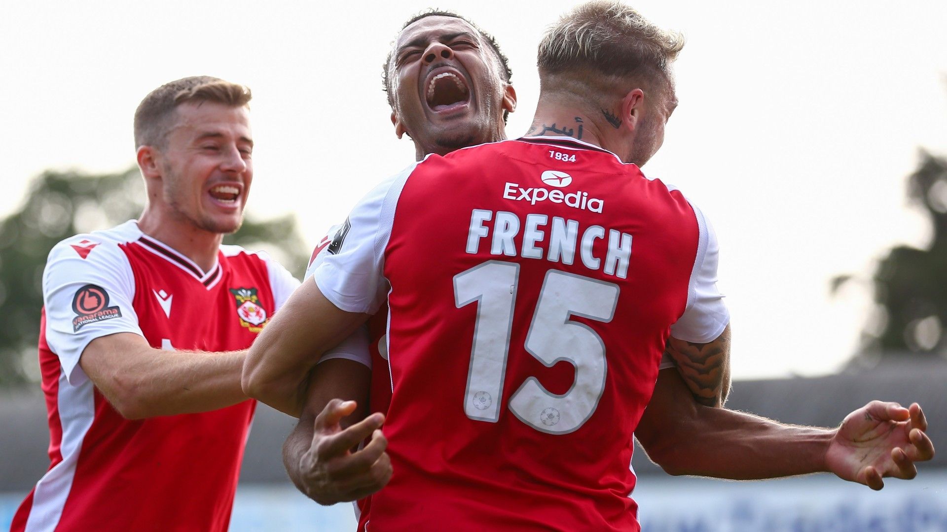 Wrexham celebrates goal