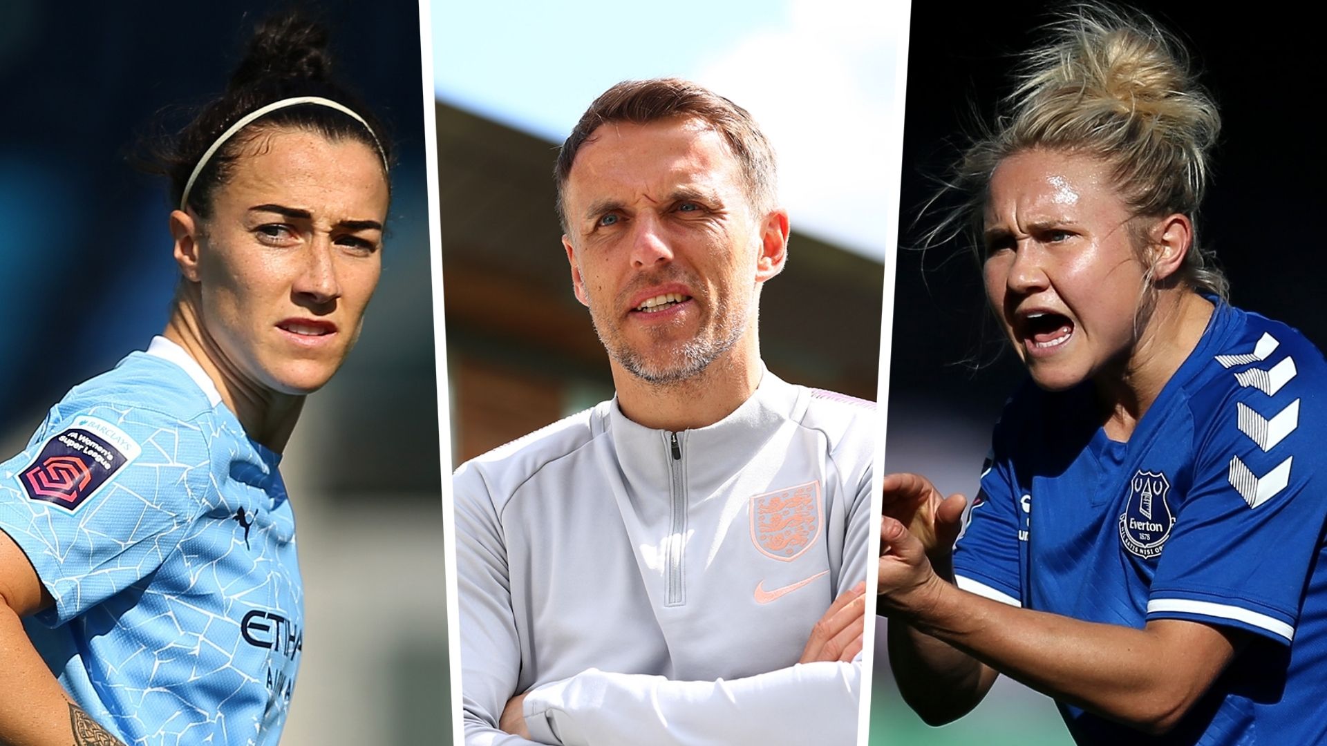 Lucy Bronze Phil Neville Izzy Christiansen split pic 2020