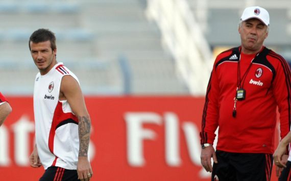 David Beckham and Carlo Ancelotti, AC Milan