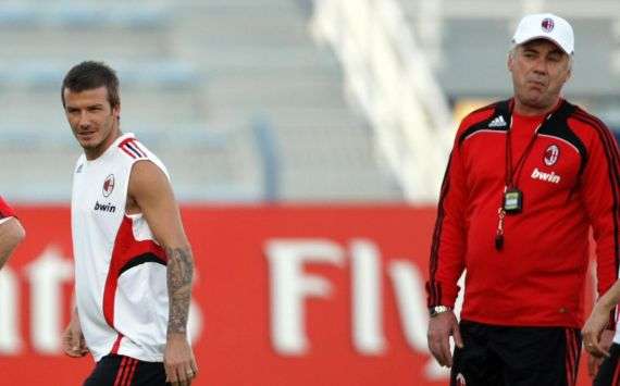 David Beckham and Carlo Ancelotti, AC Milan