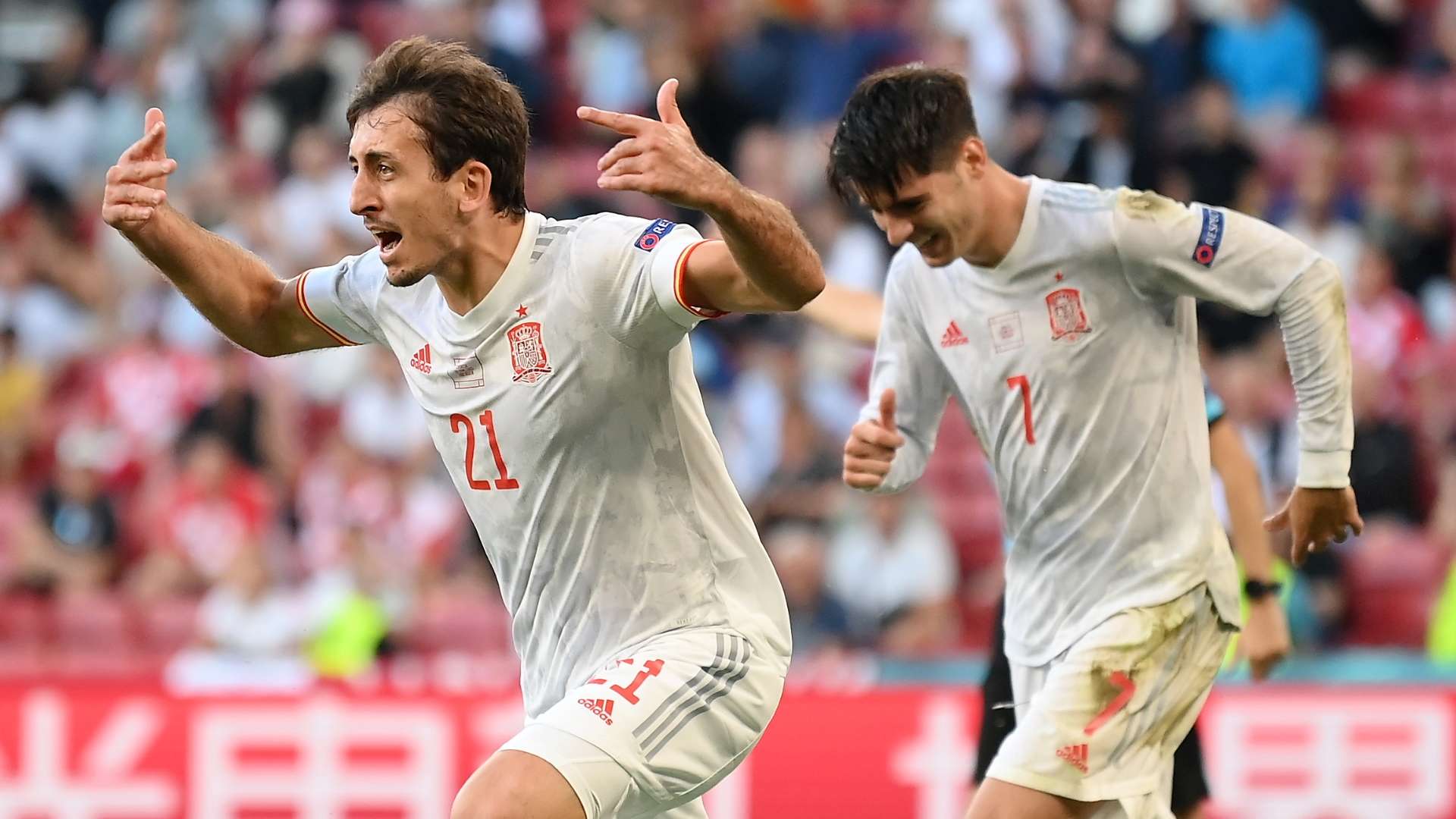 Mikel Oyarzabal celebrates goal vs Croatia, Euro 2020