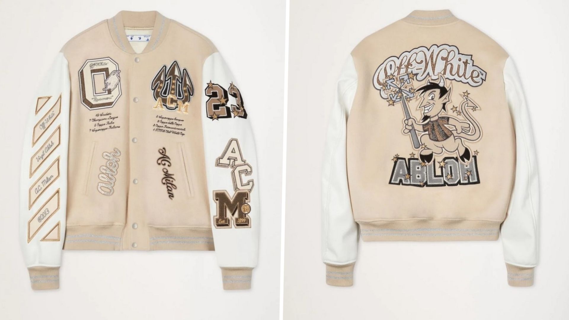 Milan Off White Varsity Jacket giacca pregara