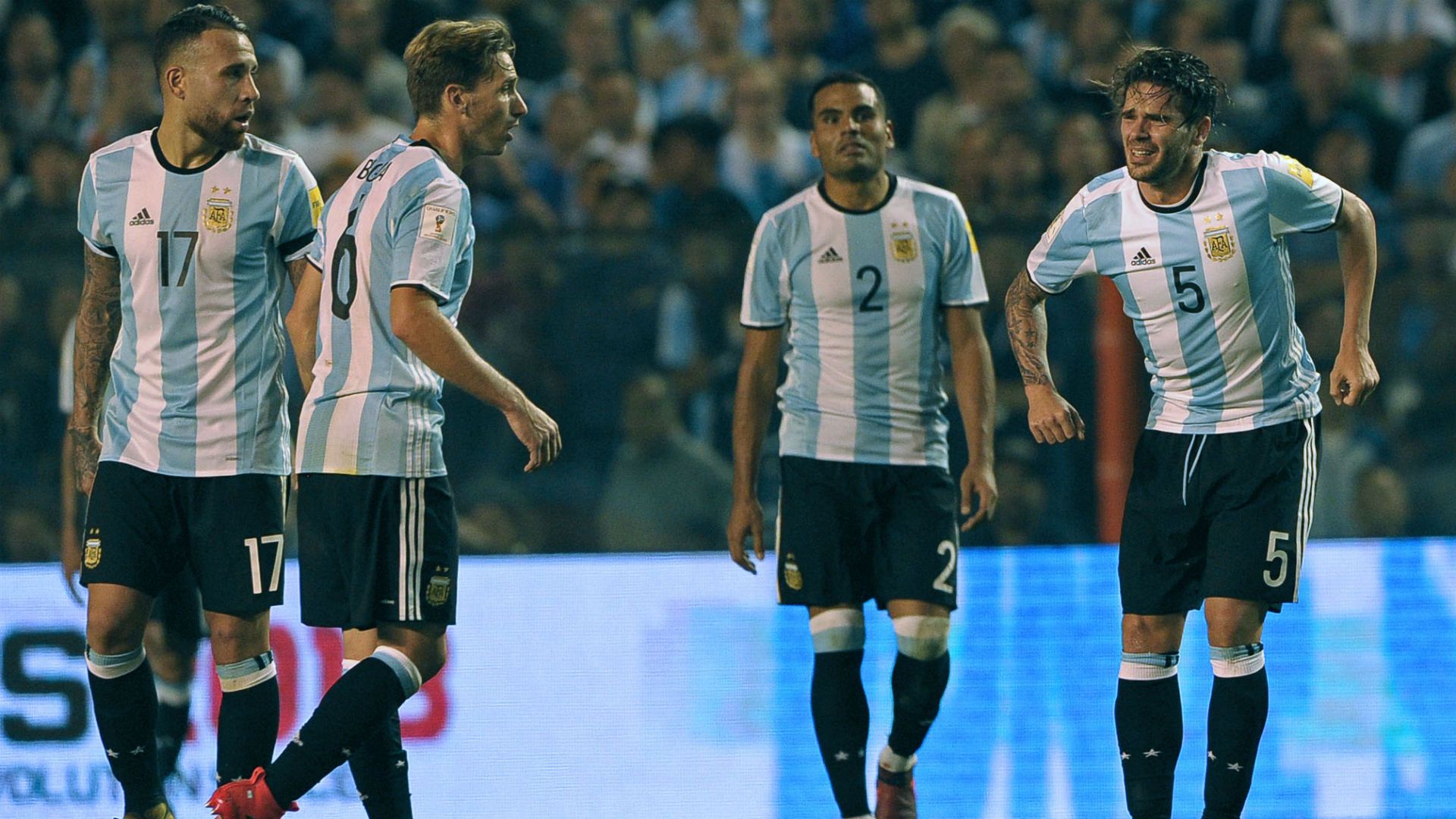 Gabriel Mercado Fernando Gago Lucas Biglia Nicolas Otamendi Seleccion Argentina Eliminatorias Peru 05102017