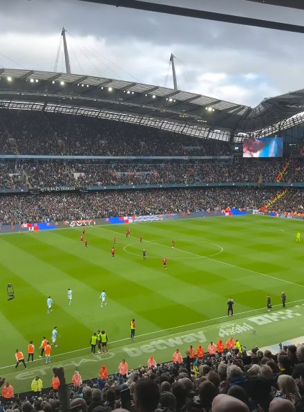 Maya Jama Manchester derby Etihad Stadium 2025-26