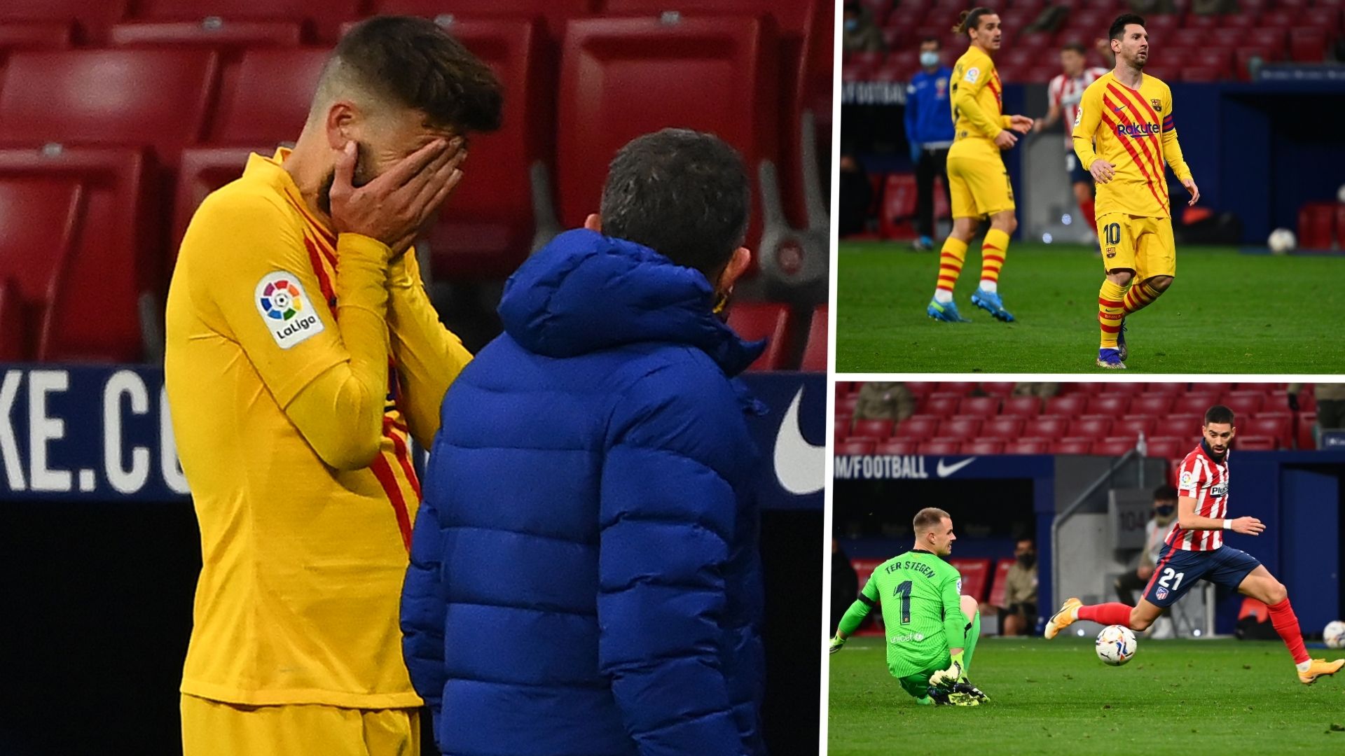 Gerard Pique Lionel Messi Antoine Griezmann Yannick Carrasco Barcelona Atletico Madrid GFX