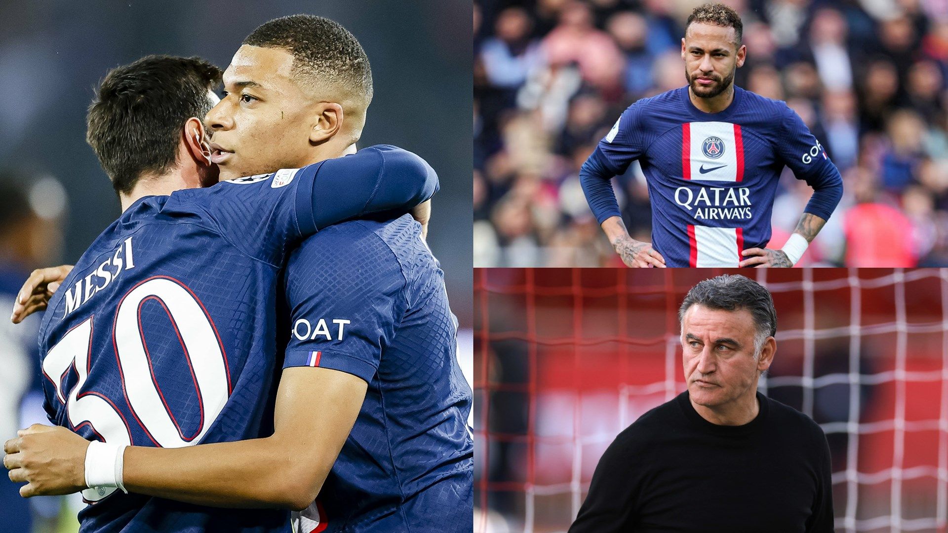 Mbappe Messi Neymar Galtier PSG GFX