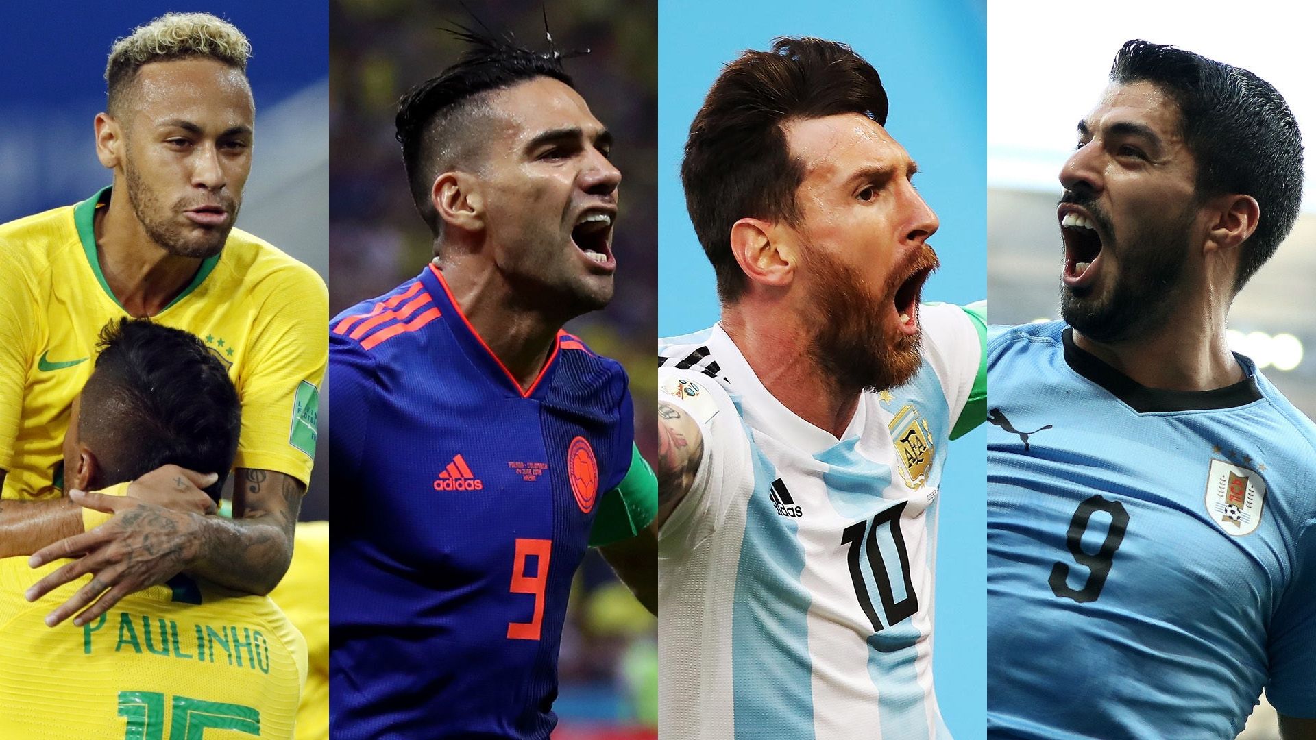 Neymar Falcao Lionel Messi Luis Suarez Brasil Colombia Argentina Uruguay 2018