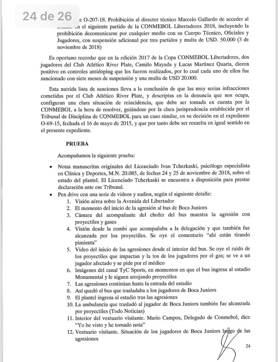 petitorio Boca Juniors CONMEBOL 27112018