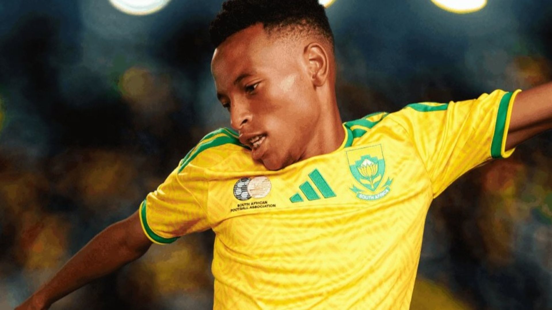 South Africa Bafana World Cup home kit Relebohile Mofokeng