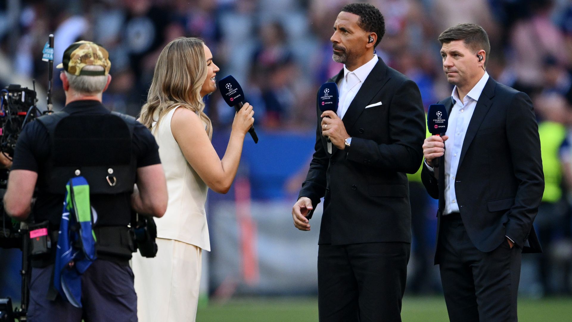 Laura Woods Rio Ferdinand Steven Gerrard TNT Sports