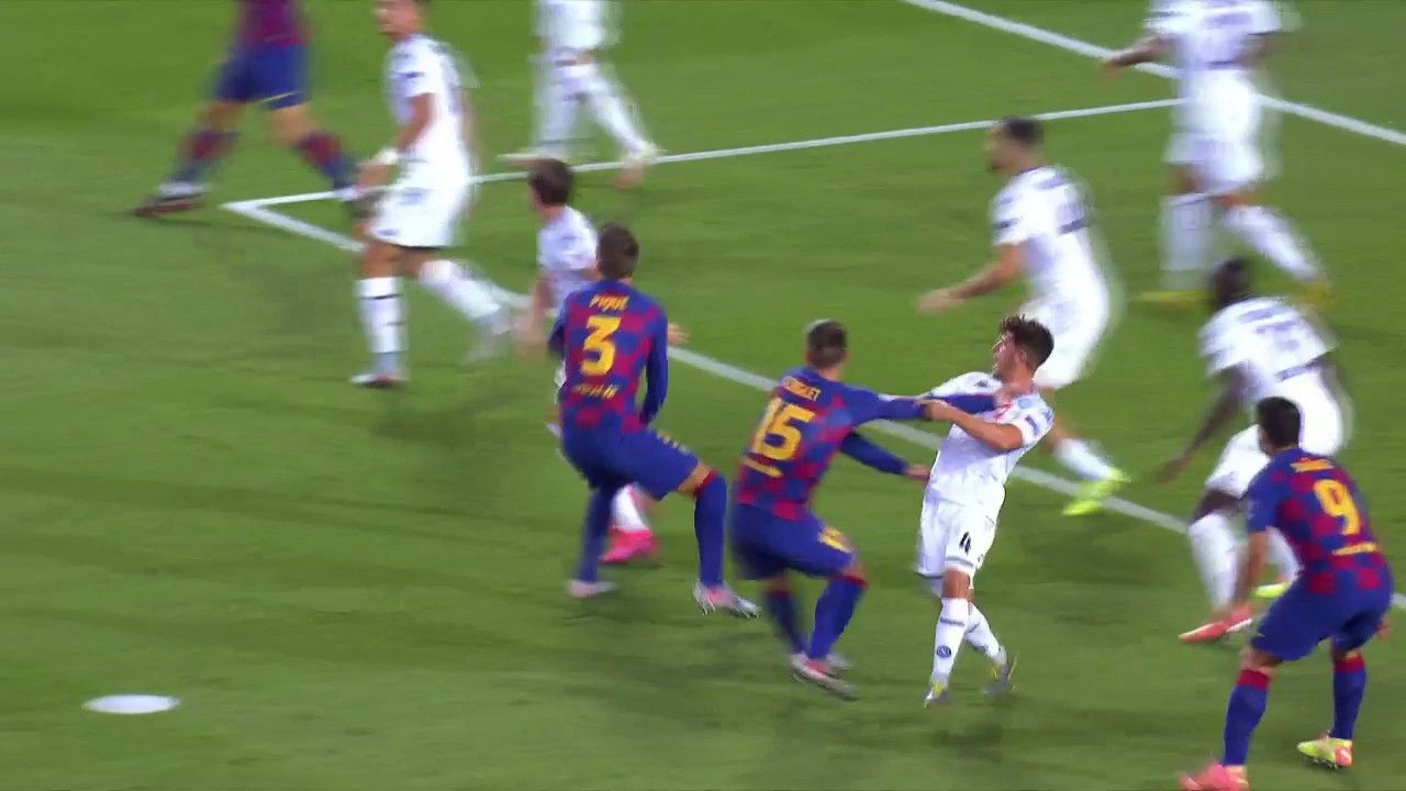 Captura TV Barcleona Napoli Lenglet Champions League 080820