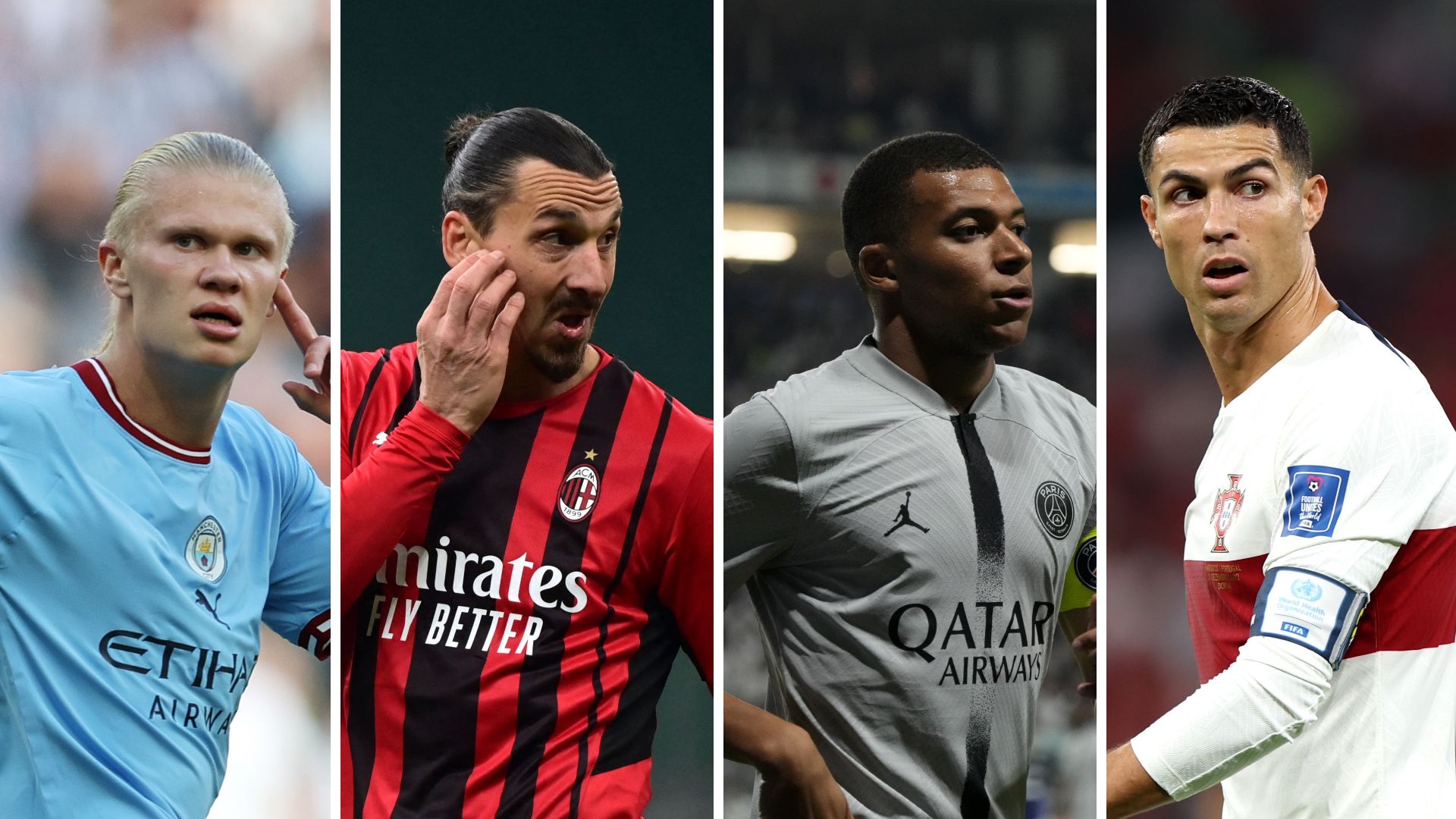 Haaland Ibrahimovic Mbappé Ronaldo