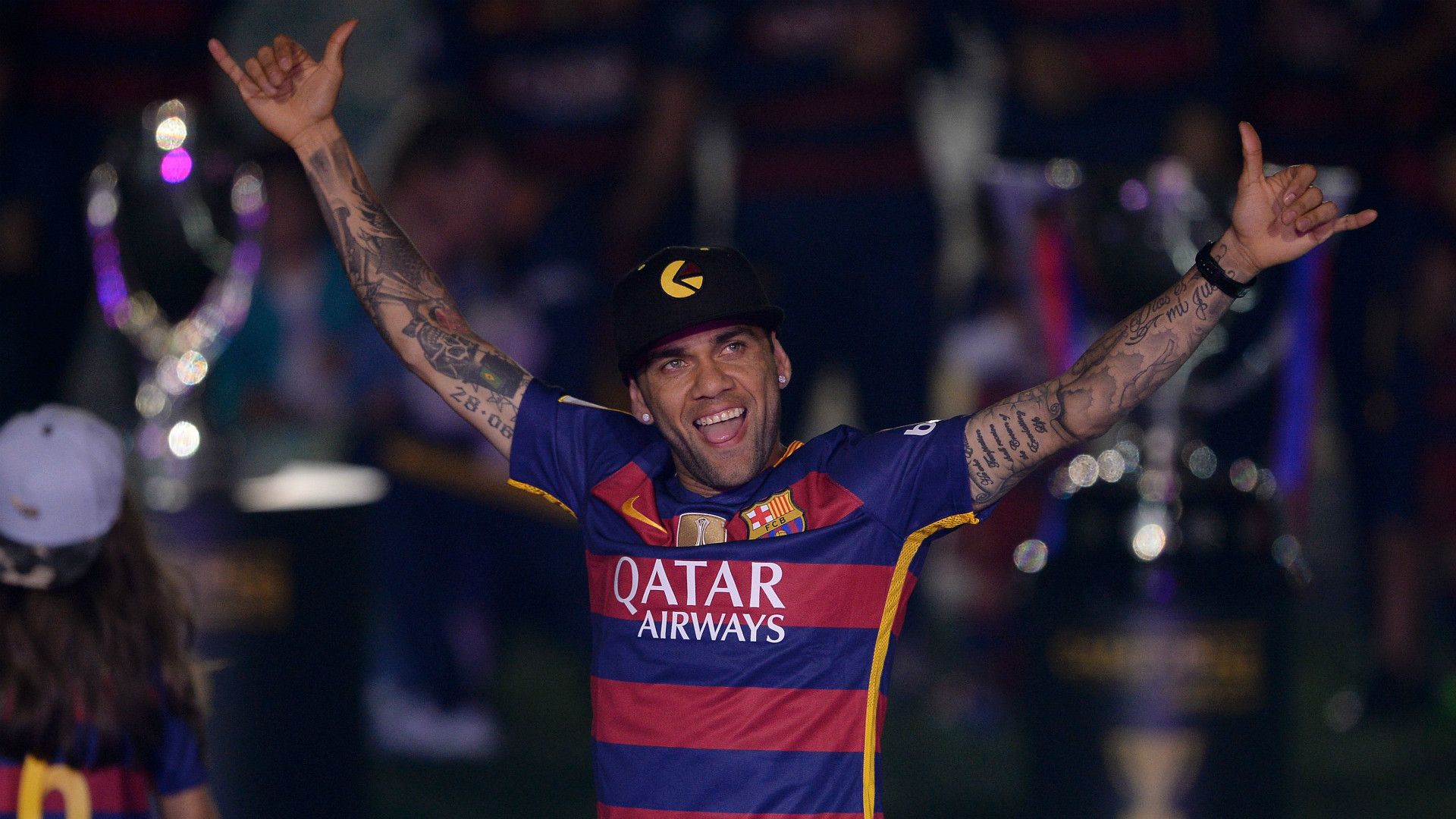 Dani Alves Barcelona celebrations
