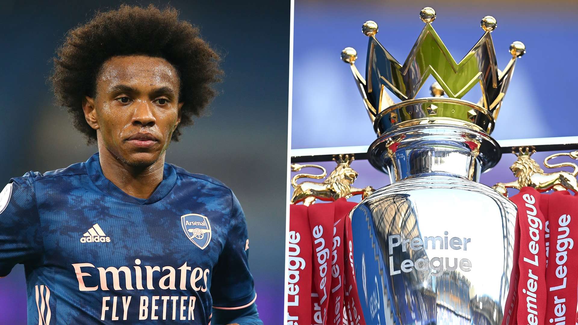 Willian Arsenal Premier League trophy 2020-21