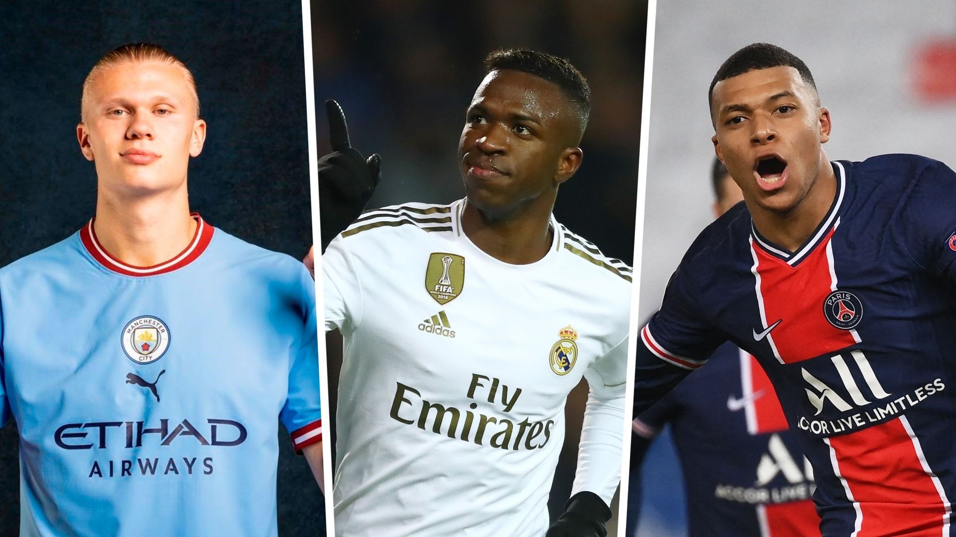 Haaland Vinicius Mbappe