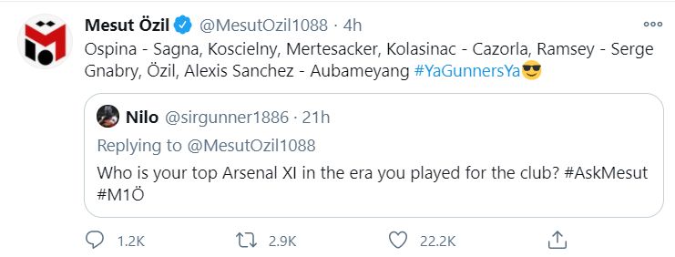Mesut Ozil's Best XI Arsenal