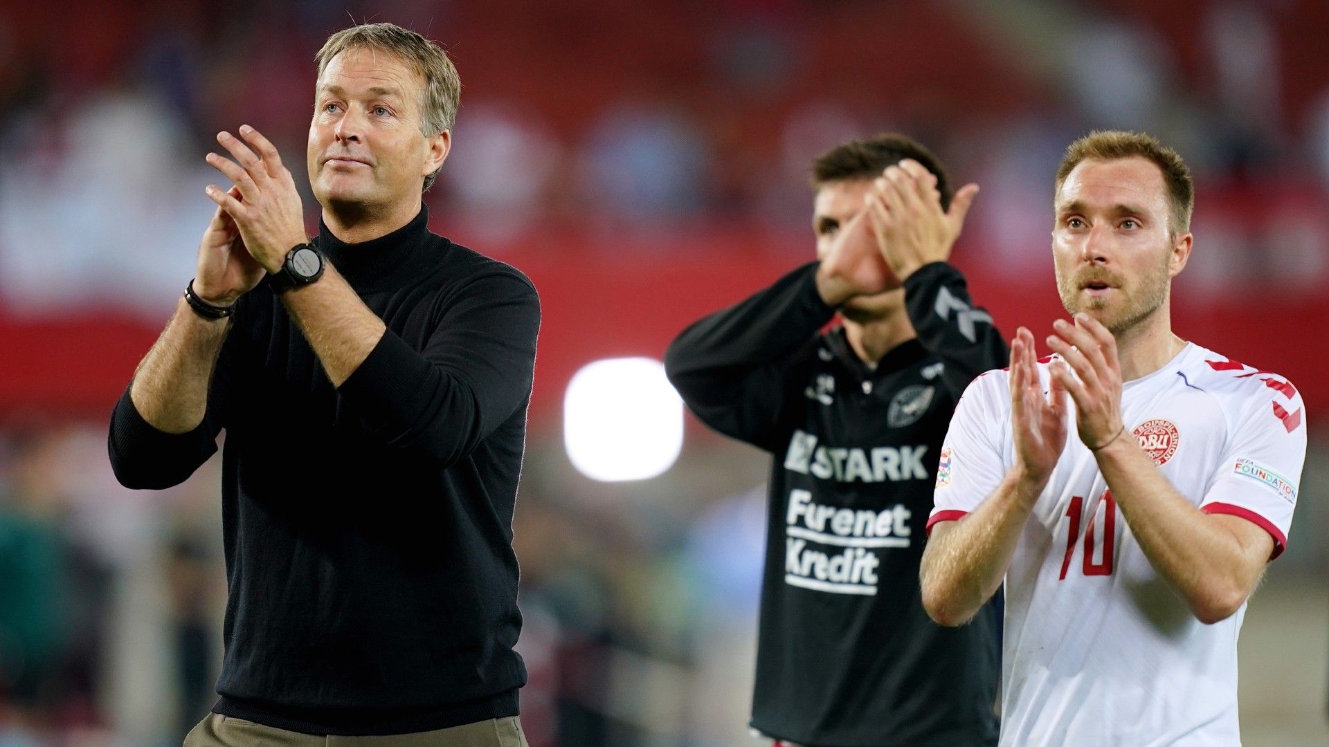 Kasper Hjulmand, Head Coach of Denmark and Christian Eriksen of Denmark
