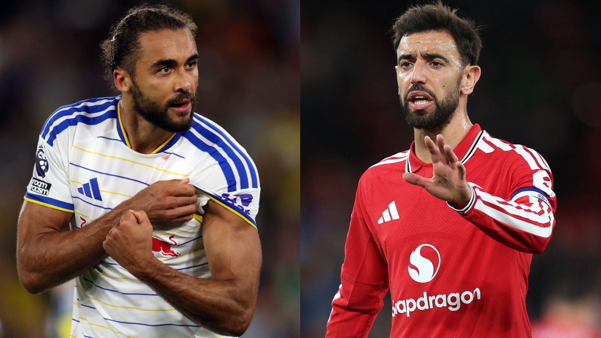 Dominic Calvert-Lewin Bruno Fernandes Leeds Manchester United