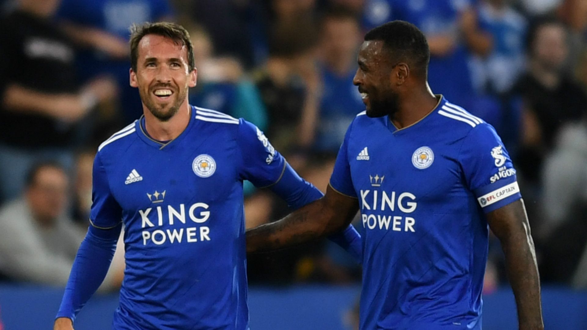 Christian Fuchs Wes Morgan Leicester City 2018-19