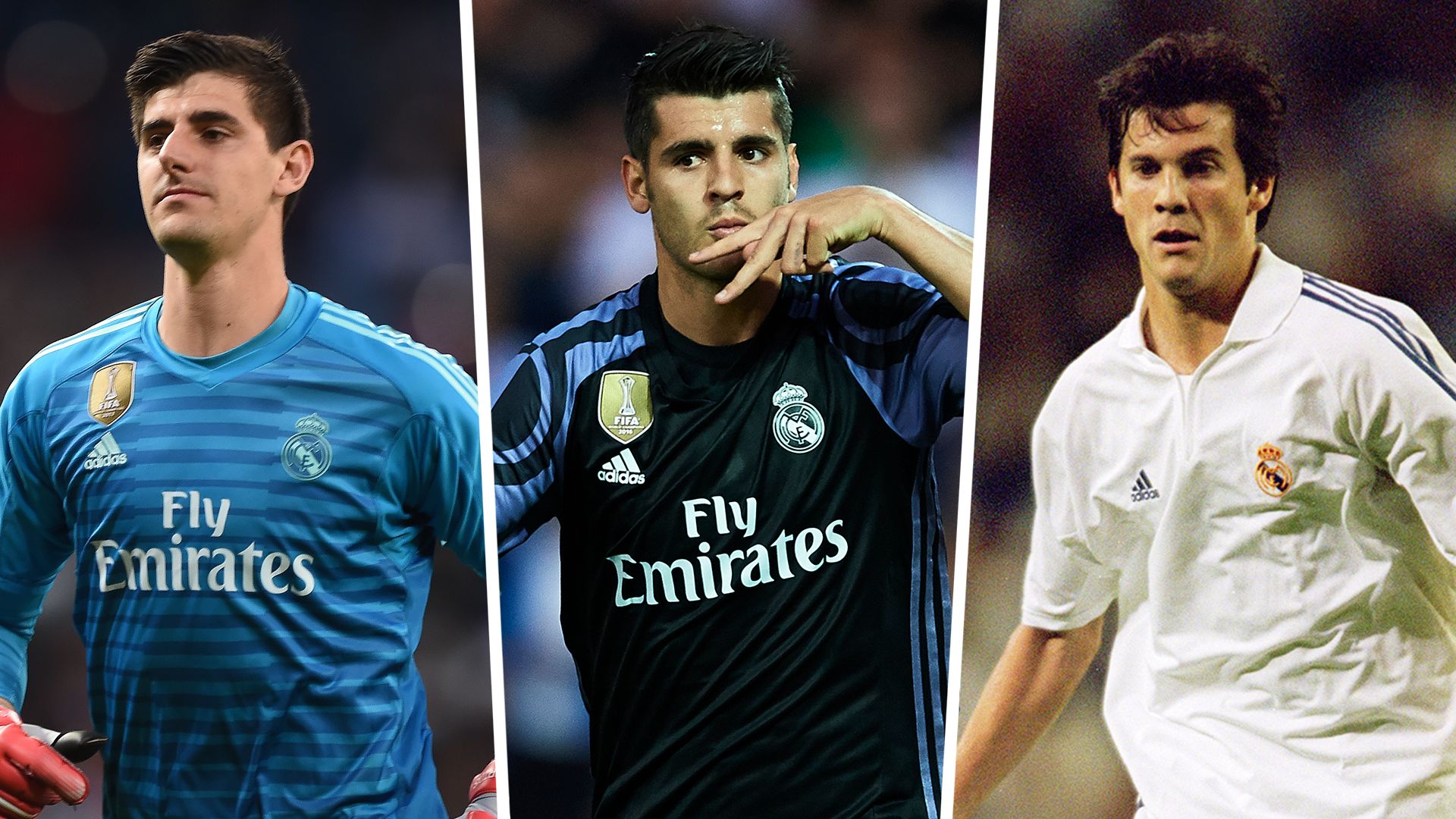 Real Madrid and Atletico Madrid players Morata Solari Courtois