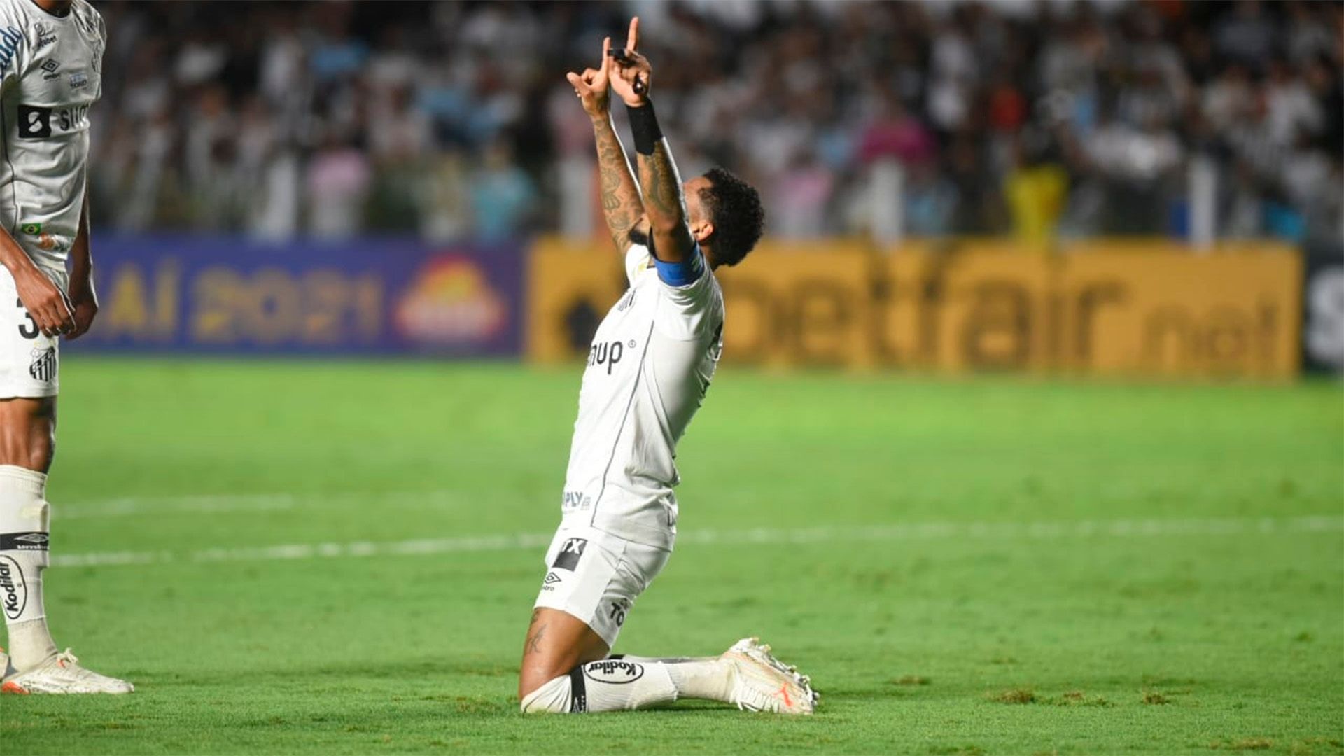 Marinho comemora, Santos x RB Bragantino, Brasileirão, 10112021