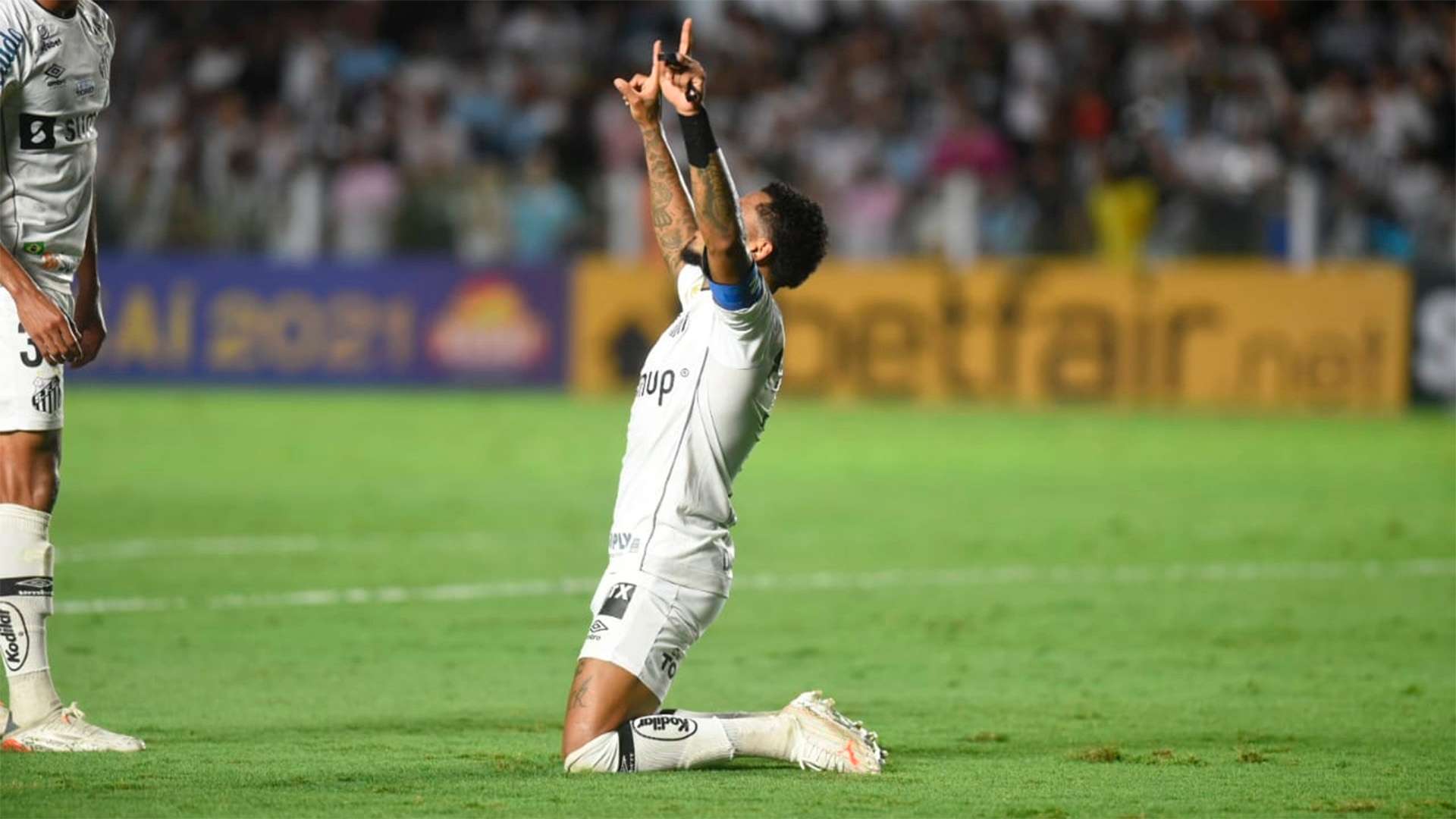 Marinho comemora, Santos x RB Bragantino, Brasileirão, 10112021