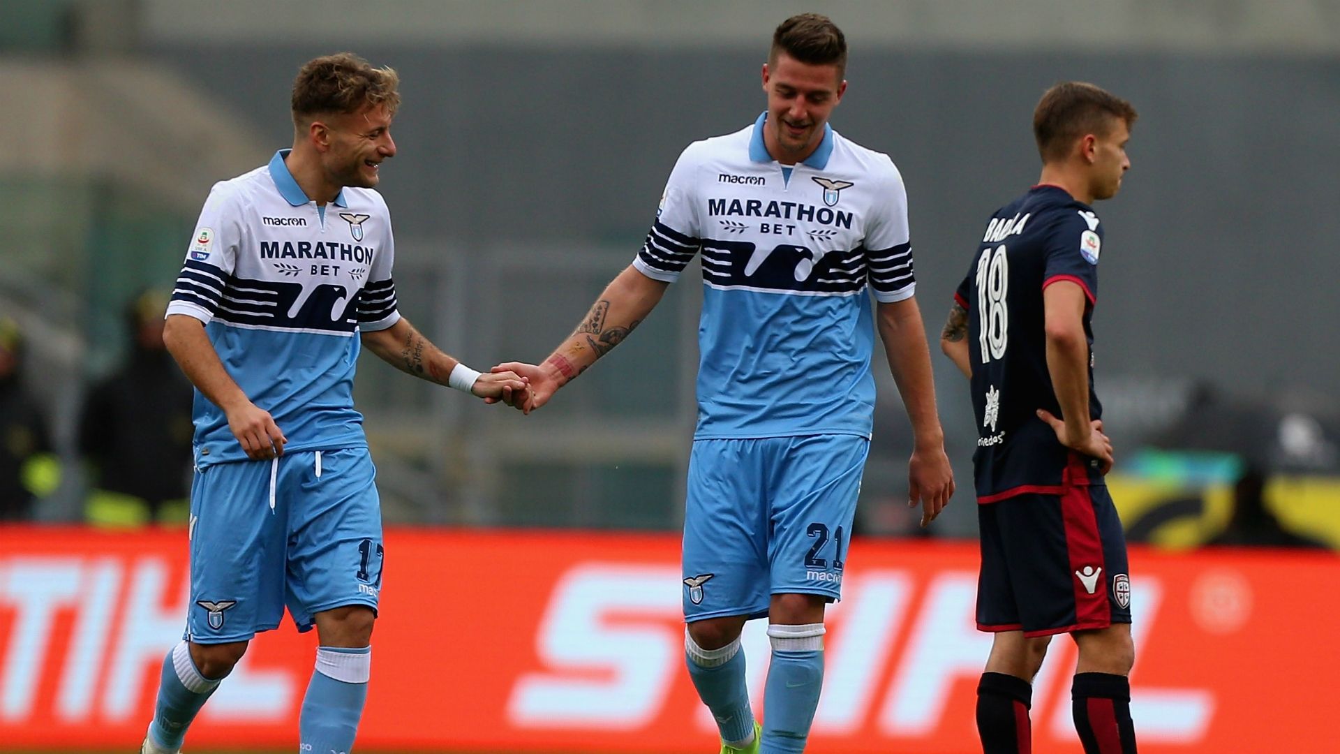 Sergej Milinkovic Savic Ciro Immobile Nicolò Barella Lazio Cagliari Serie A