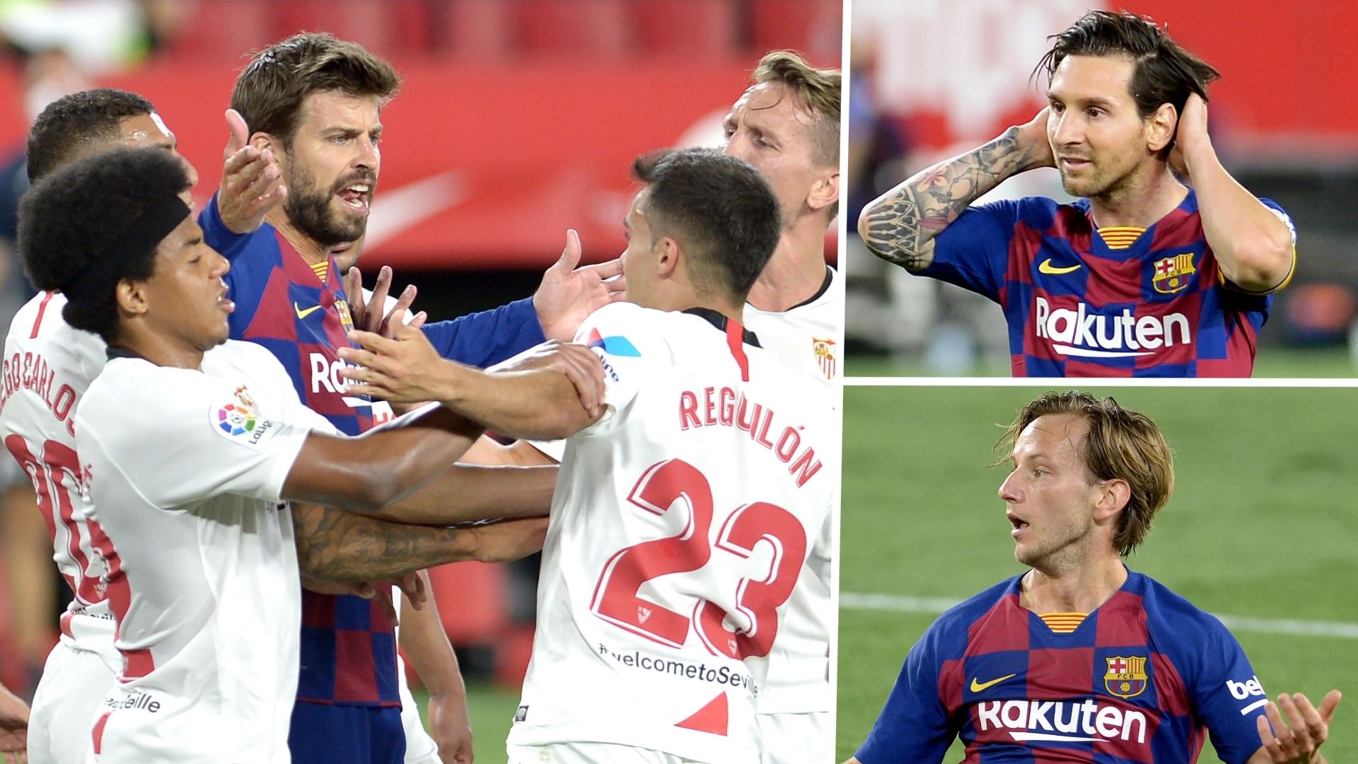 Gerard Pique Lionel Messi Ivan Rakitic Barcelona Sevilla 2019-20 GFX